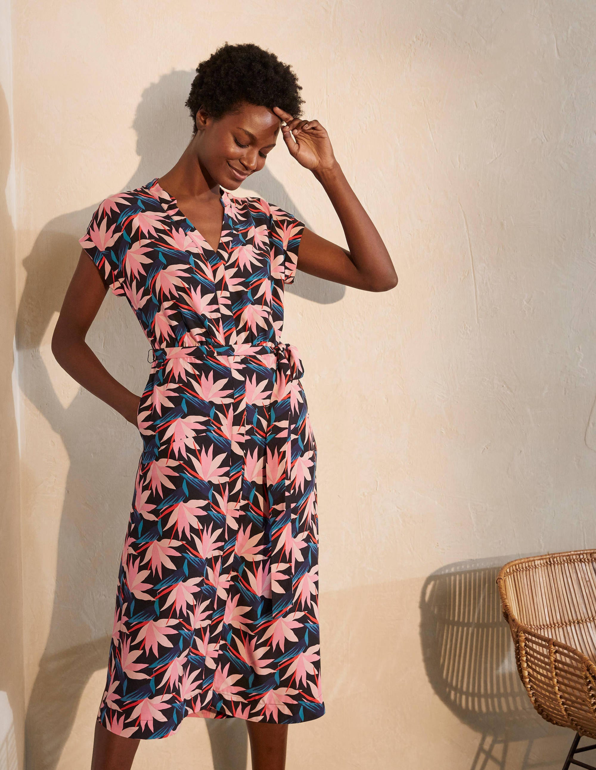 Nicola Midi Shirt Dress-Black, Bird of Paradise - Image 5