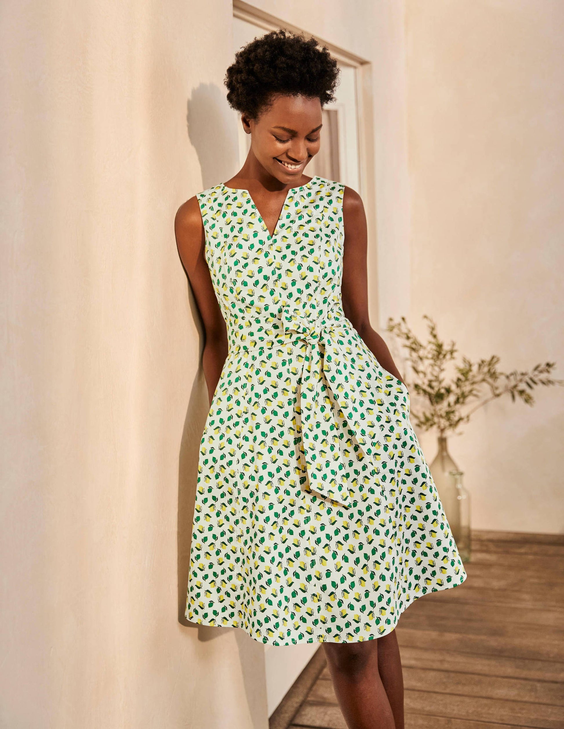 Mischa Belted Dress-Ivory, Citrus Fruit Small-5