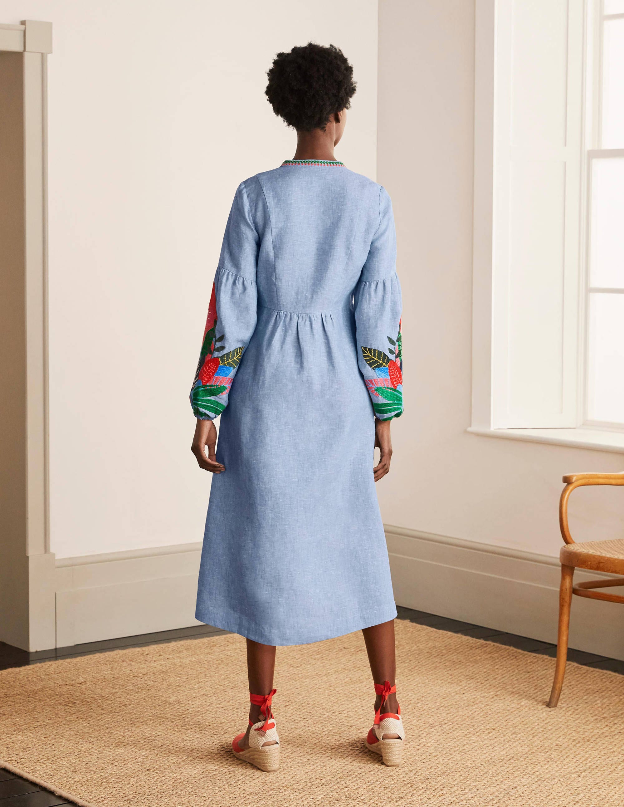 Leonie Linen Dress-Grey Blue Chambray - Image 1