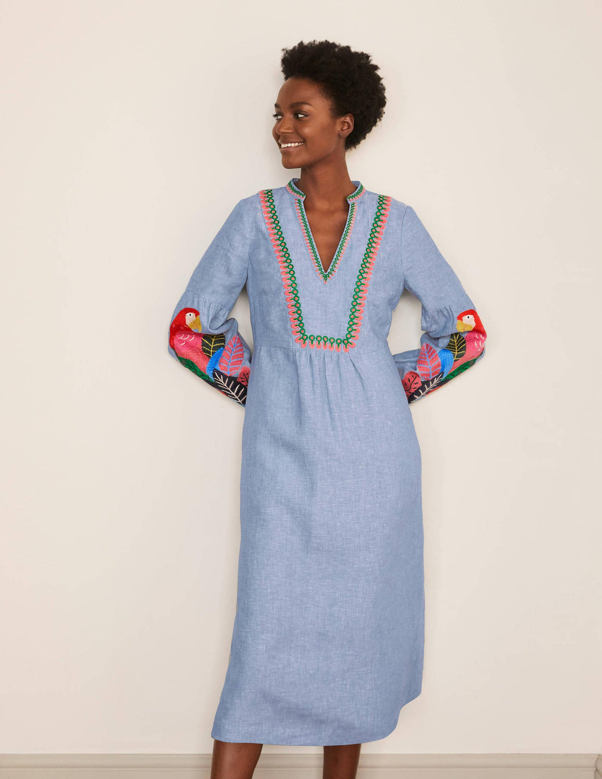 Leonie Linen Dress-Grey Blue Chambray - Image 3