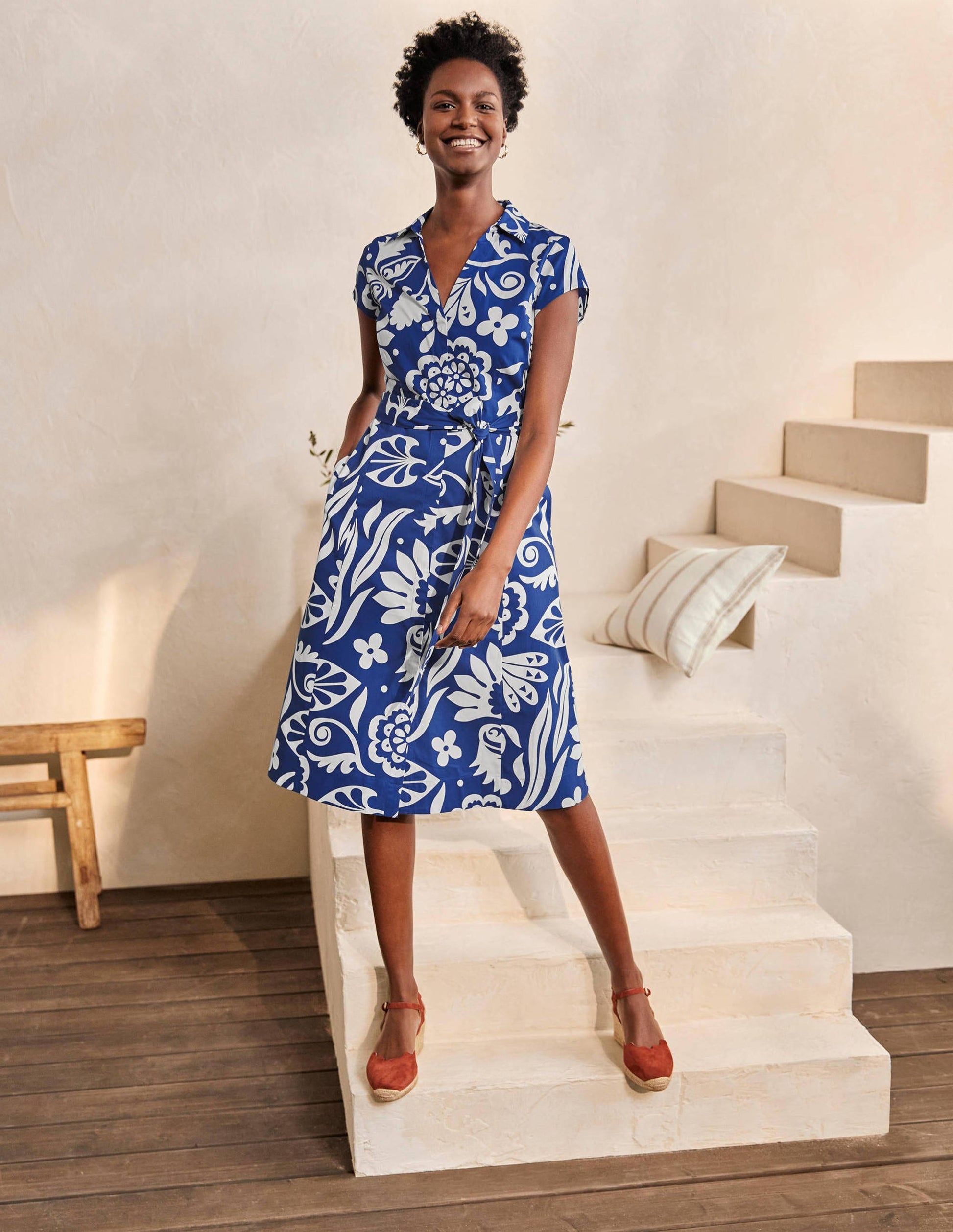 Short Sleeve Shirt Dress-Summit, Garden Tropic-5