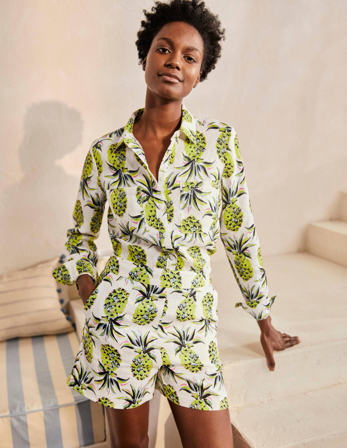 Linen Shirt-Ivory, Pineapple Paradise - Image 4