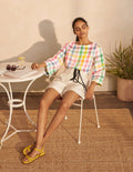 Laurie Linen Top-Party Pink Multigingham