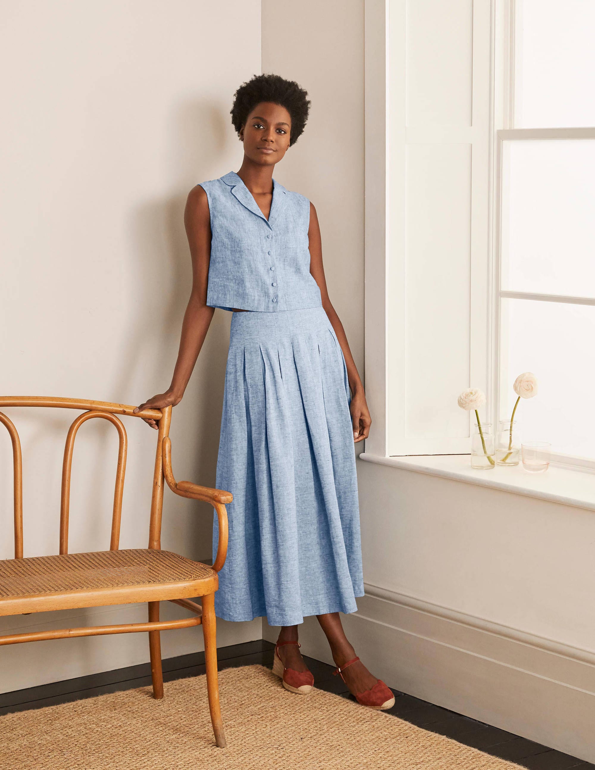 Georgina Linen Top-Authentic Blue Chambray - Image 4