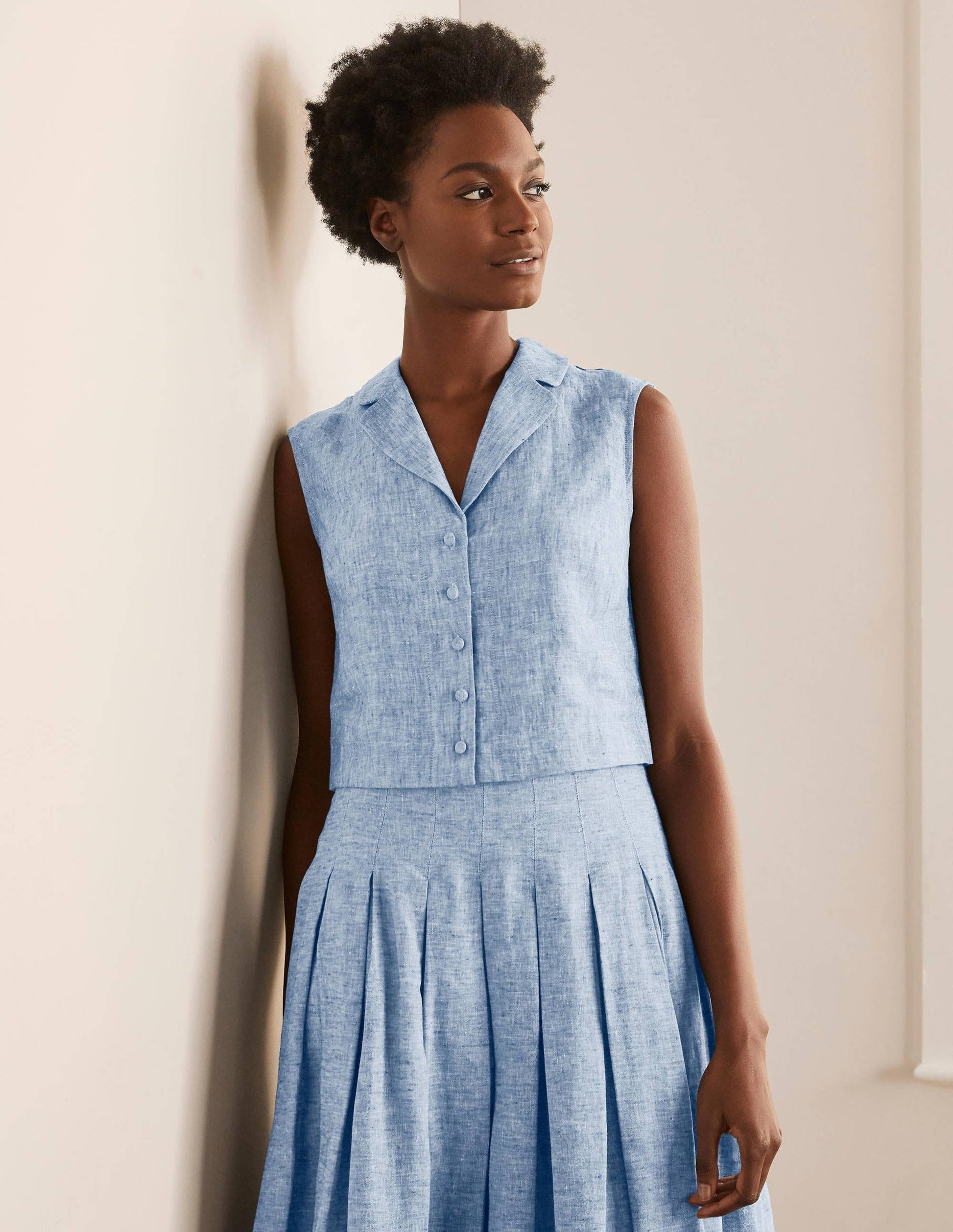 Georgina Linen Top-Authentic Blue Chambray-1
