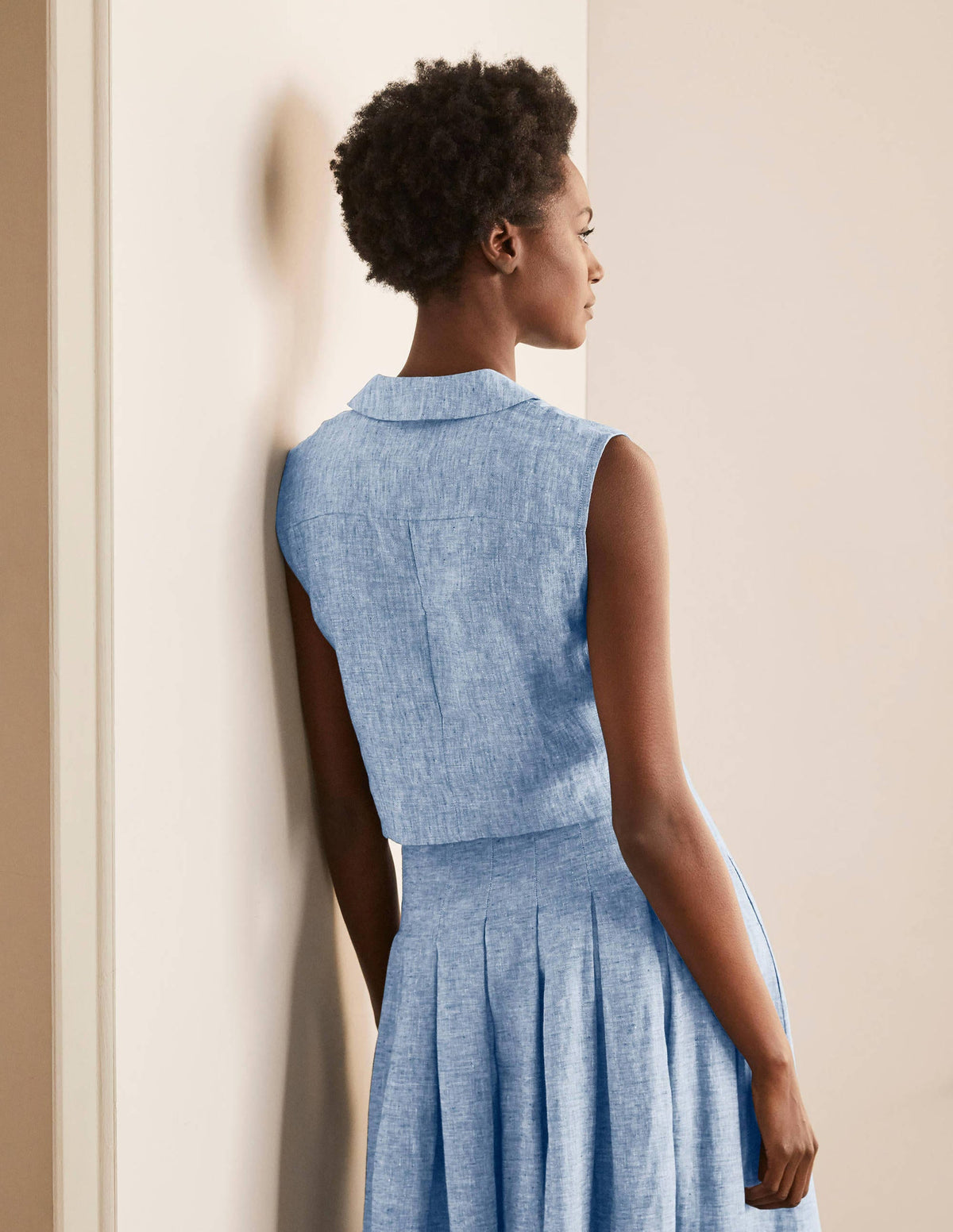 Georgina Linen Top-Authentic Blue Chambray - Image 2