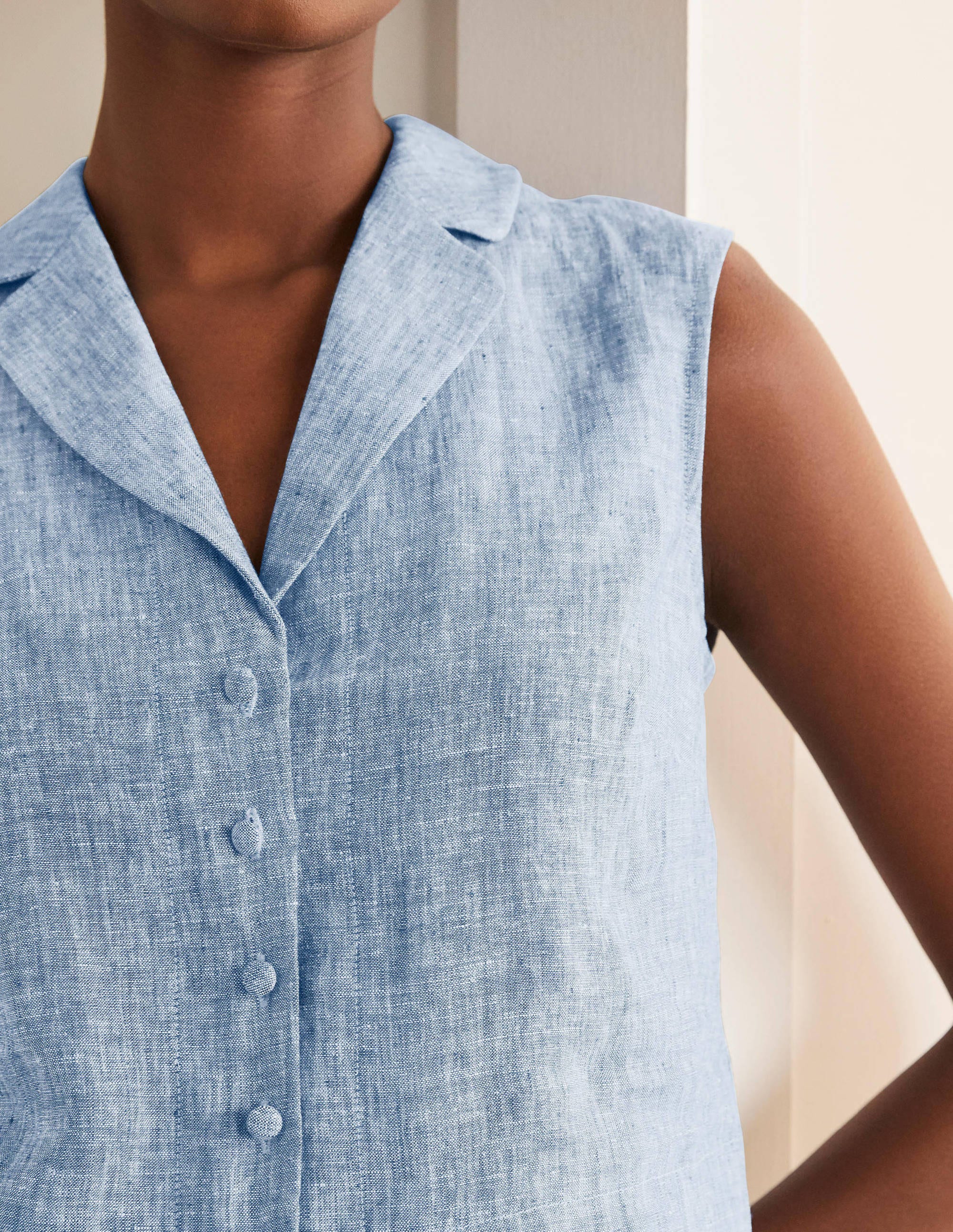 Georgina Linen Top-Authentic Blue Chambray - Image 3