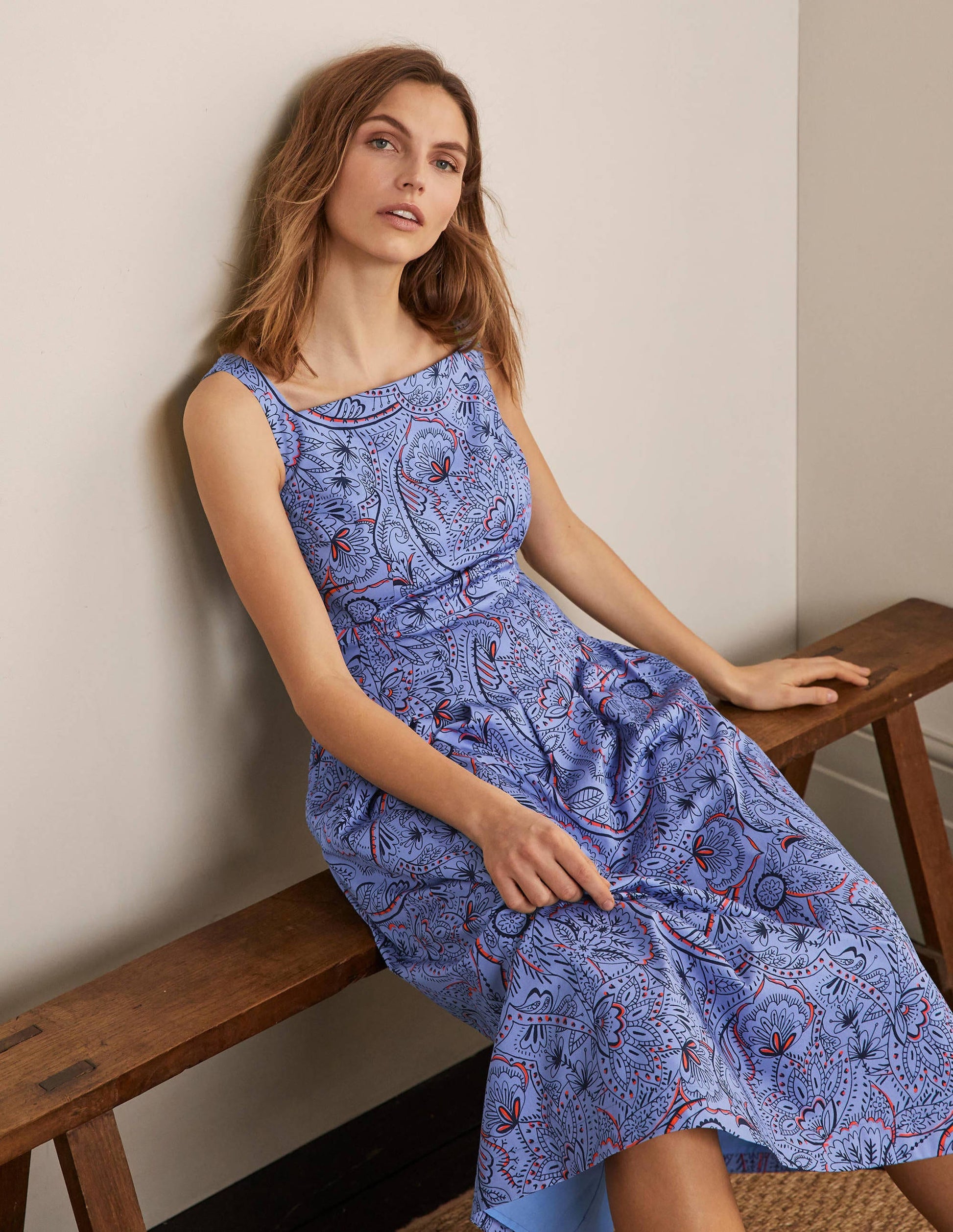 Aubrey Cotton Midi Dress-Hazy Blue, Paisley Delight-1