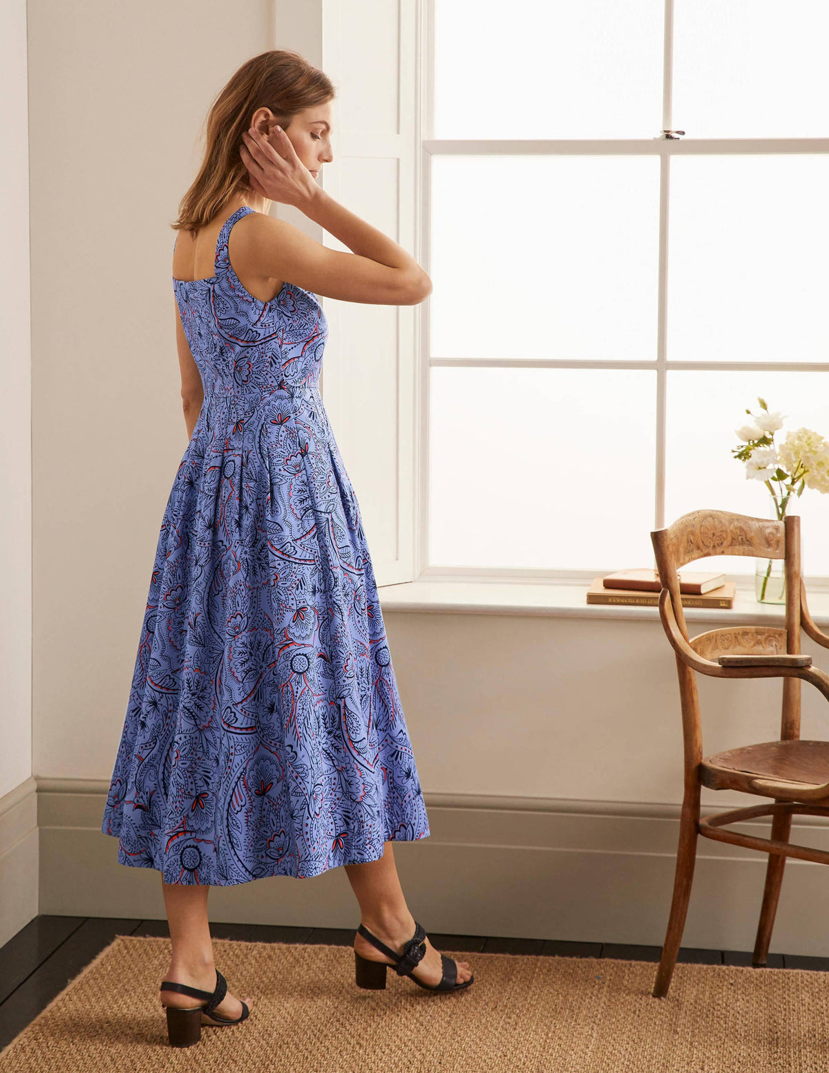 Aubrey Cotton Midi Dress-Hazy Blue, Paisley Delight - Image 2