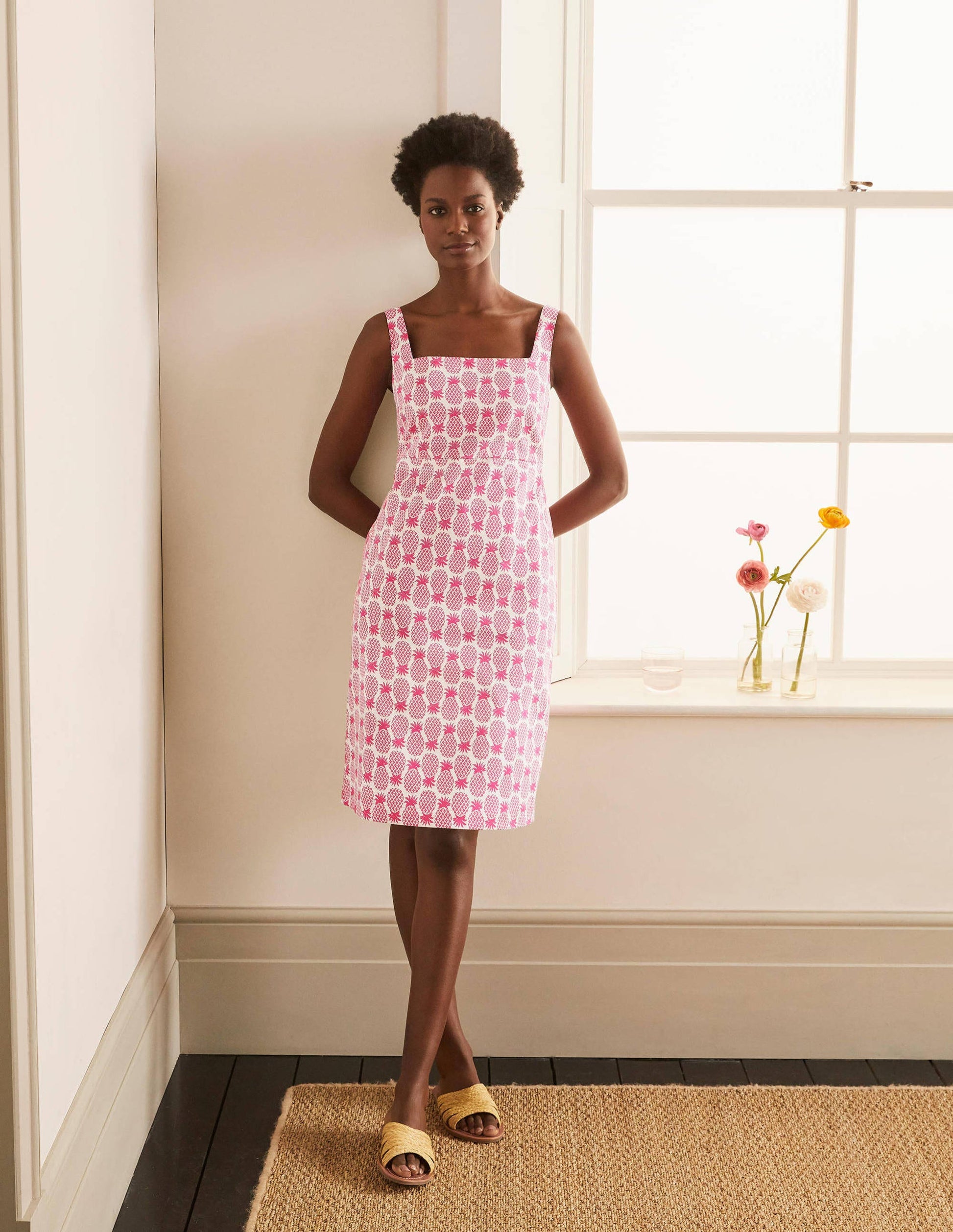 Yolande Shift Dress-Party Pink, Pineapple Geo-4