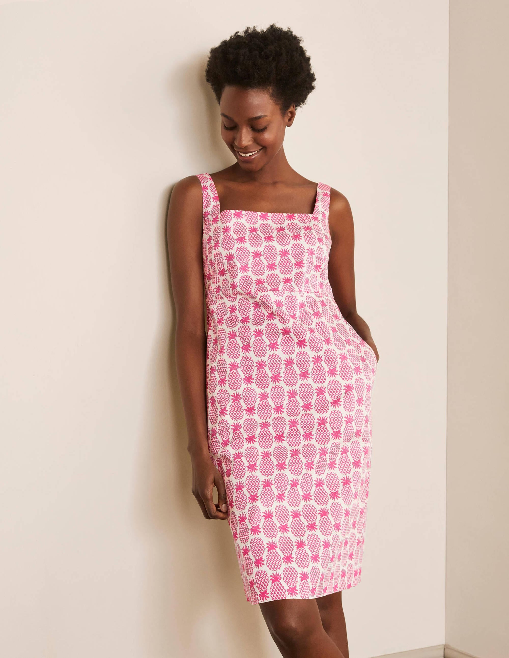 Yolande Shift Dress-Party Pink, Pineapple Geo - Image 1