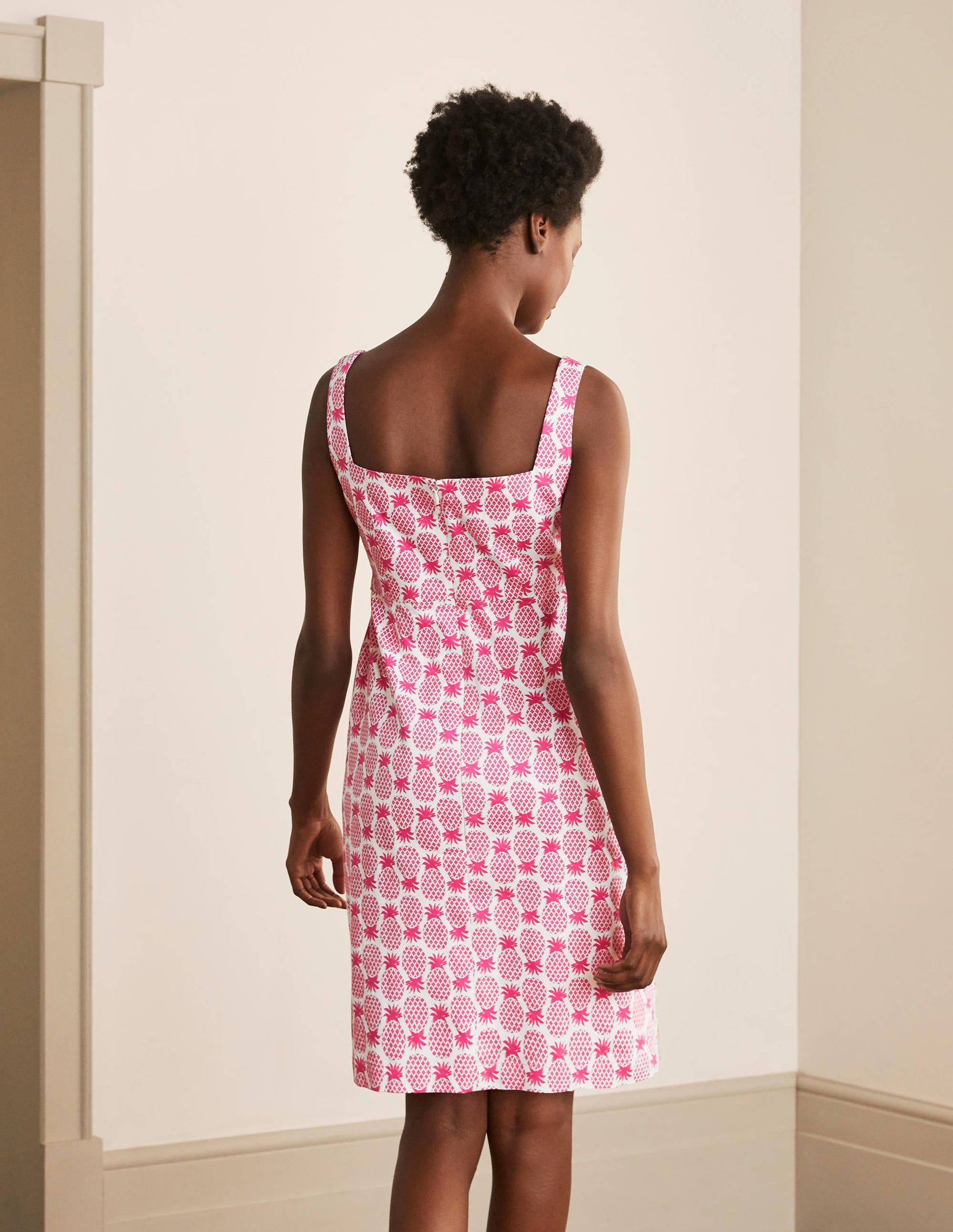 Yolande Shift Dress-Party Pink, Pineapple Geo-2