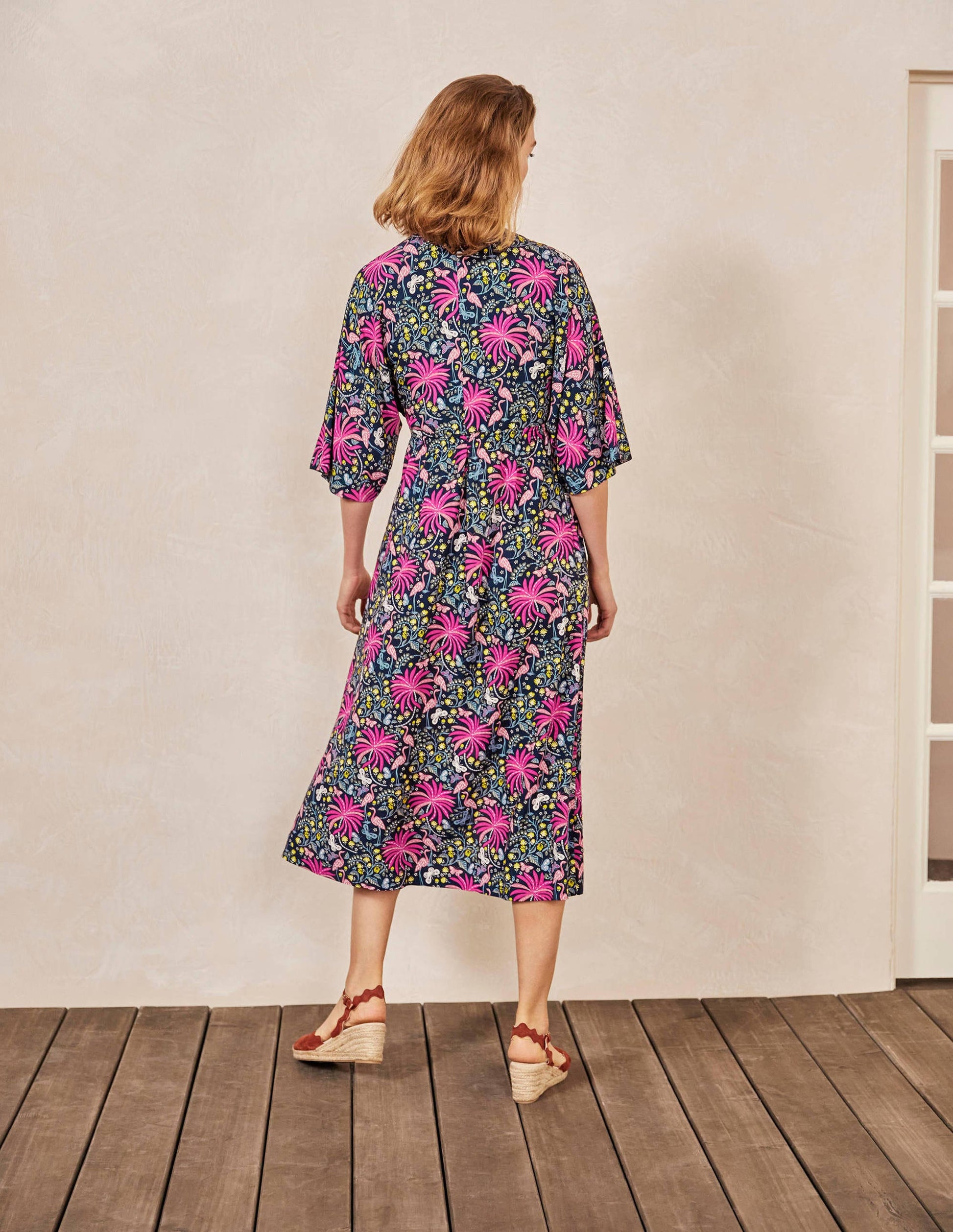 Betsy Midi Dress-Black, Tropical Charm-2