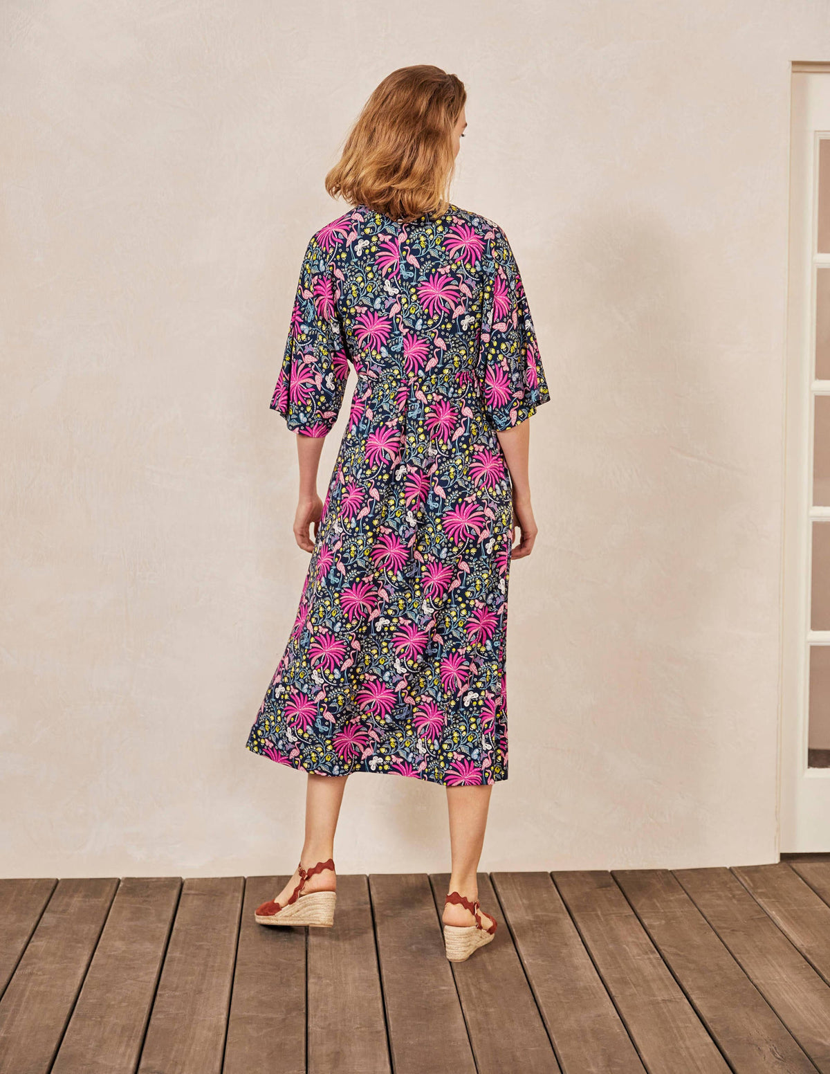 Betsy Midi Dress-Black, Tropical Charm - Image 2