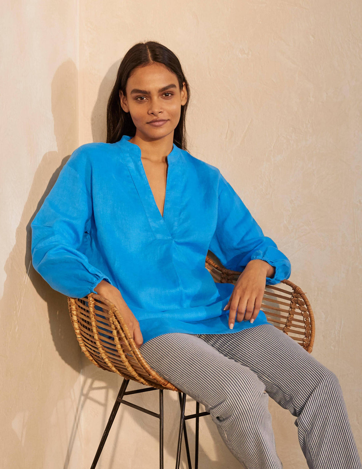 Hannah Linen Shirt-Moroccan Blue - Image 4