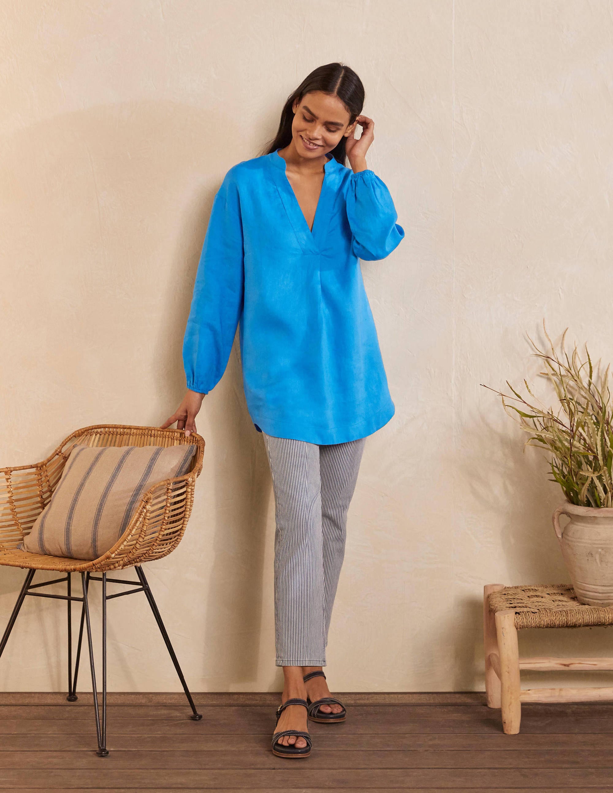 Hannah Linen Shirt-Moroccan Blue - Image 1