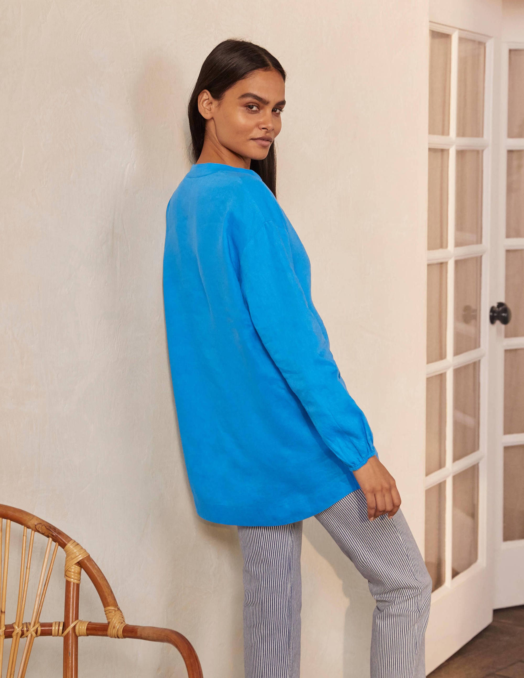 Hannah Linen Shirt-Moroccan Blue - Image 2