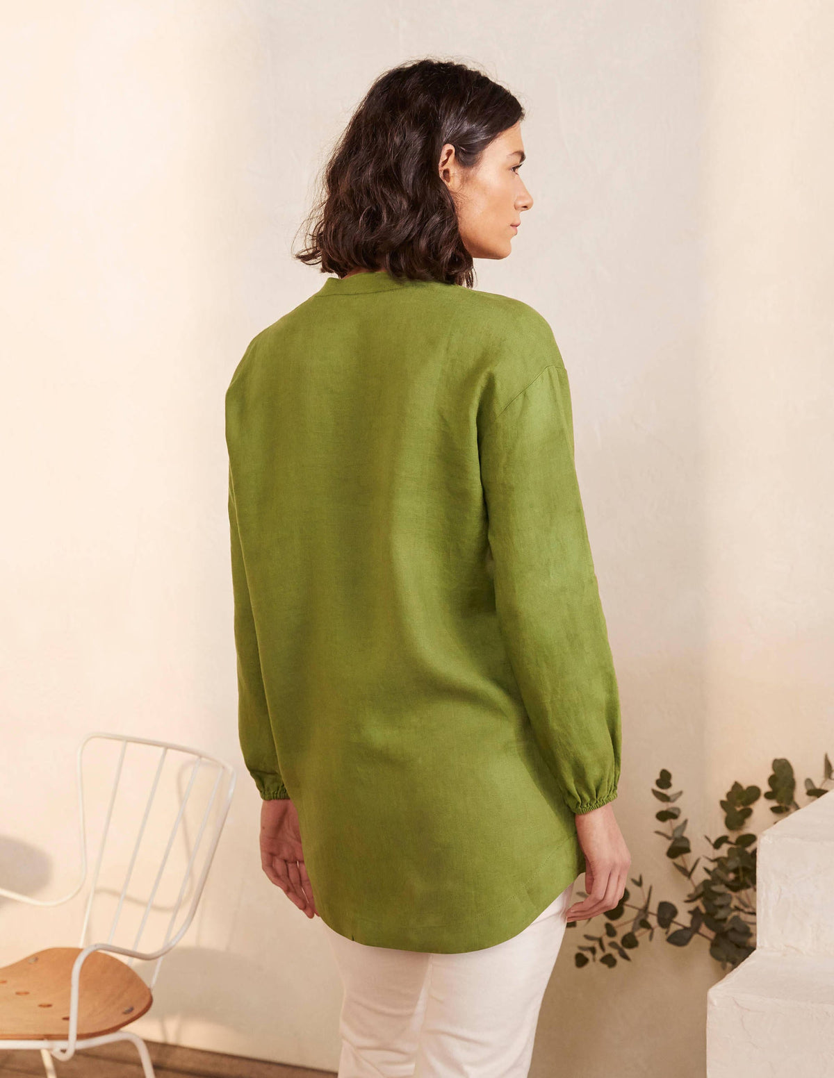 Hannah Linen Shirt-Pea-2