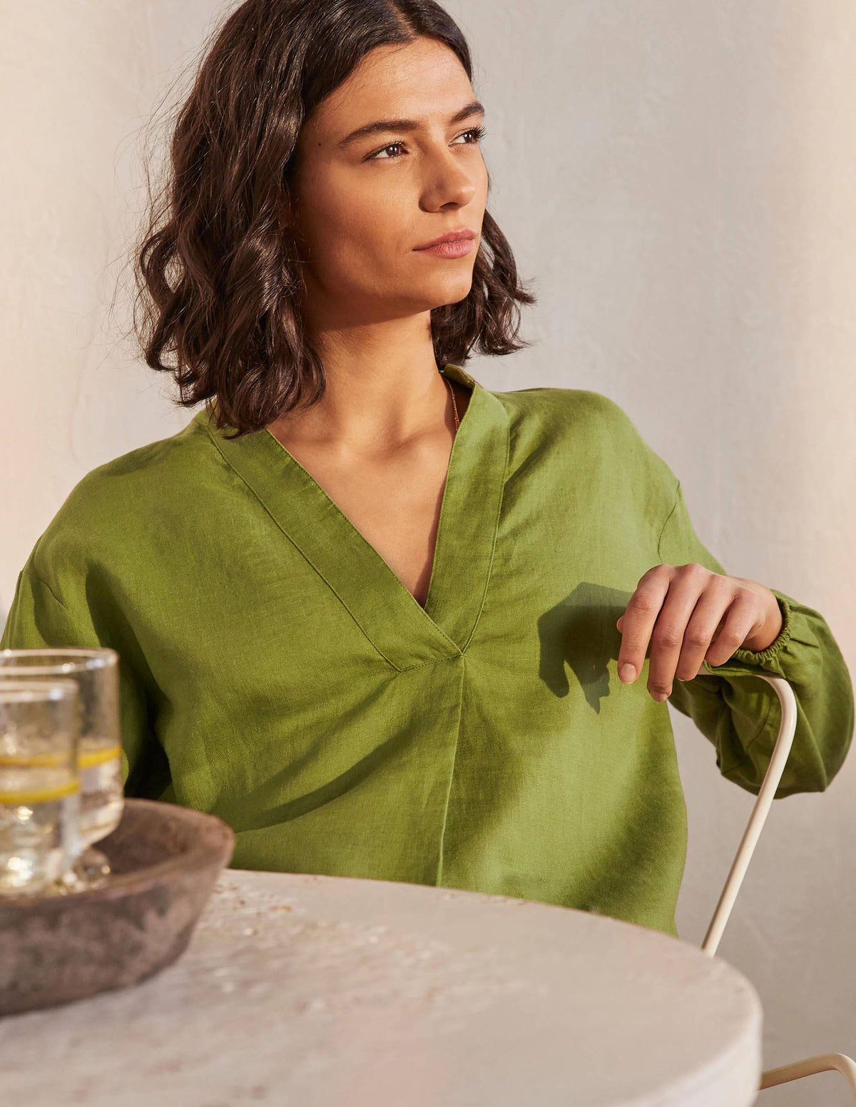 Hannah Linen Shirt-Pea - Image 3