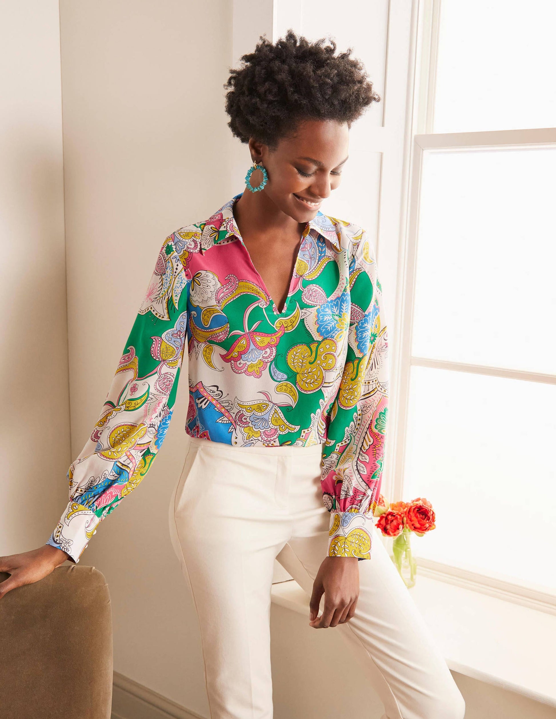Lilian Silk Blouse-Azalea, Enchanted Amour-5