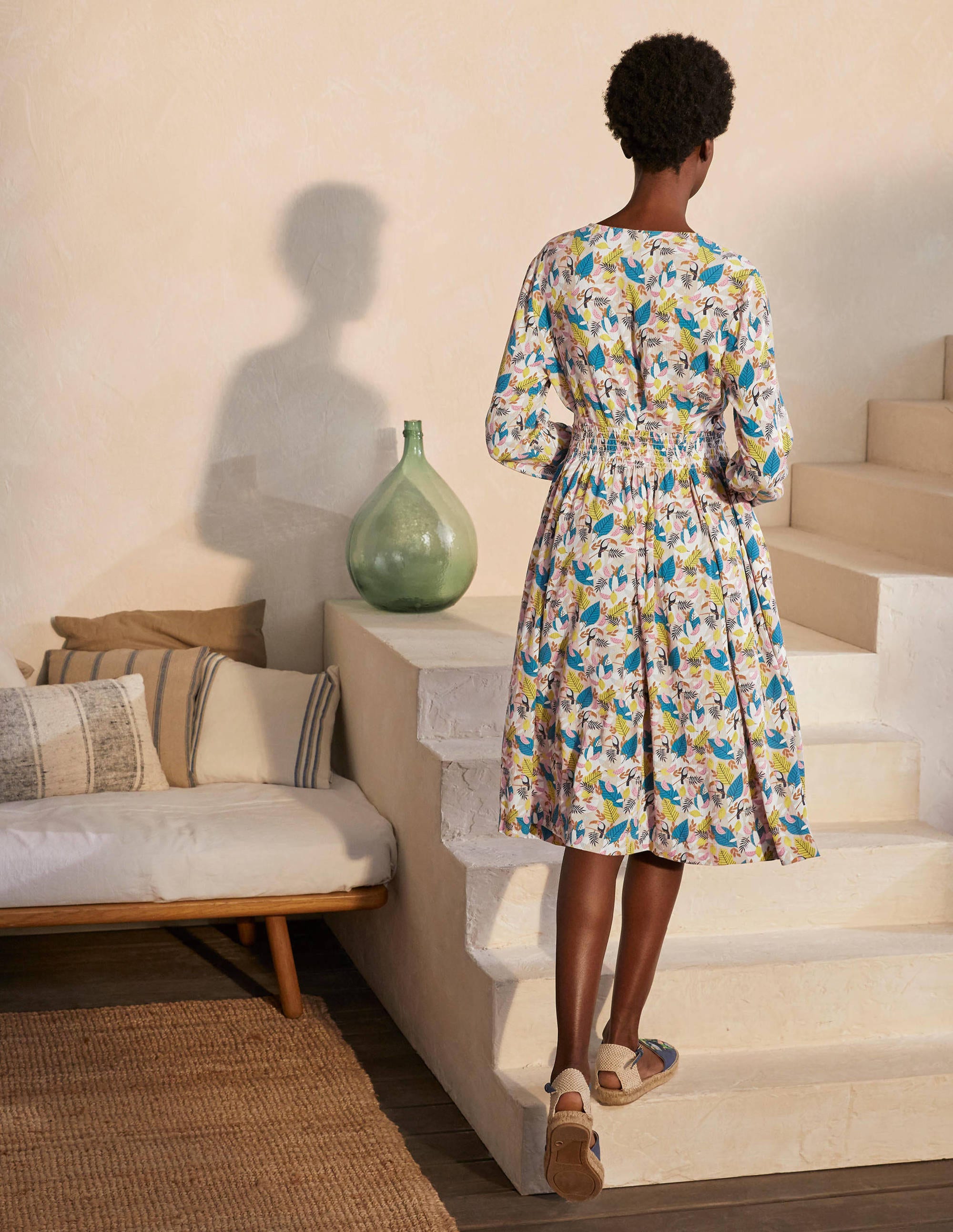 Susannah Smocked Dress-Milkshake, Treetop Toucan - Image 3
