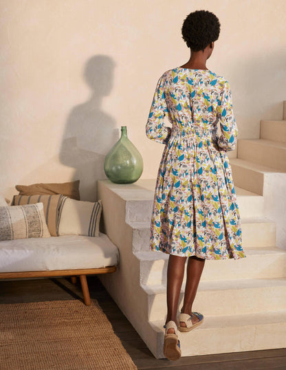 Susannah Smocked Dress-Milkshake, Treetop Toucan-3