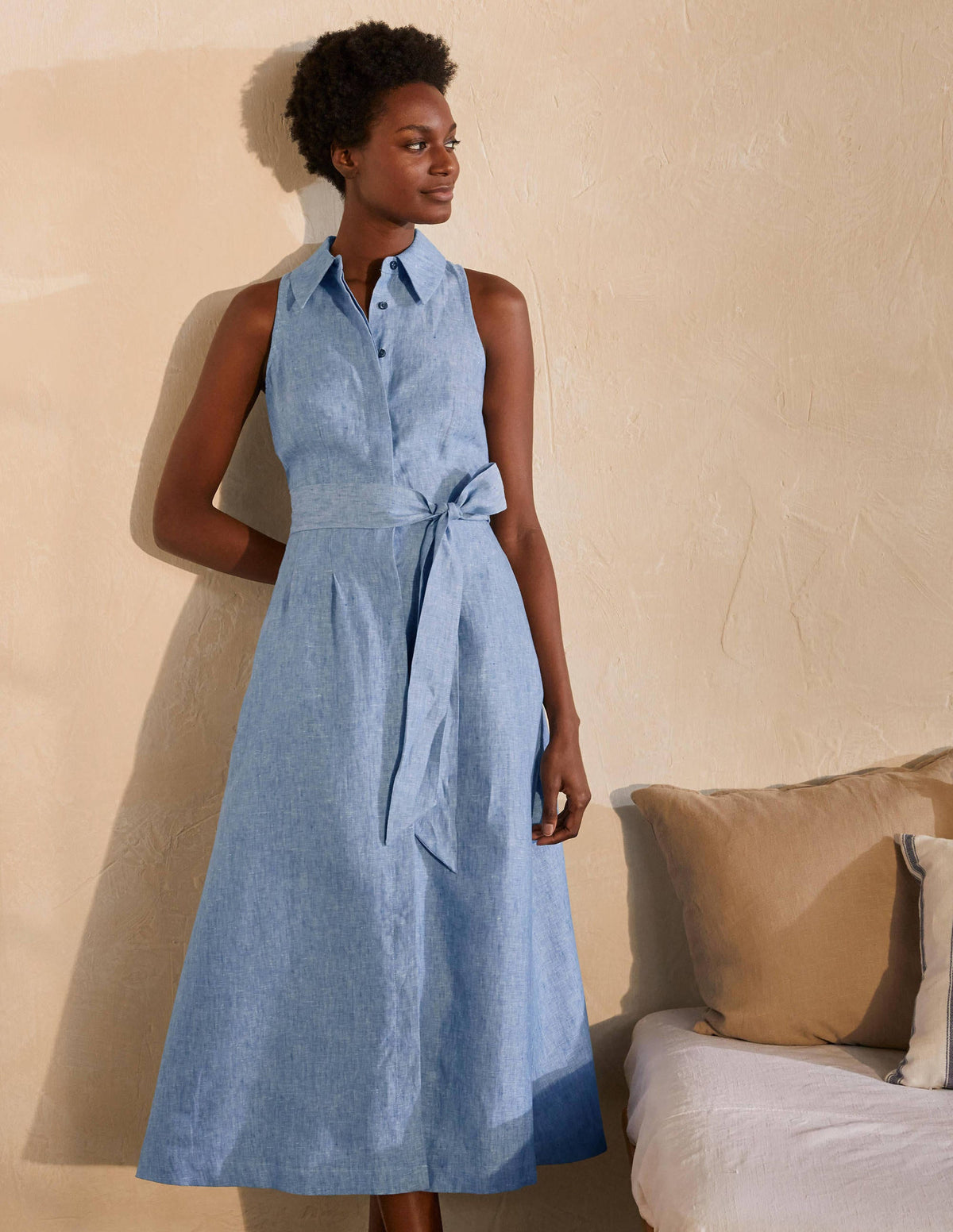 Kate Linen Shirt Dress-Chambray - Image 4