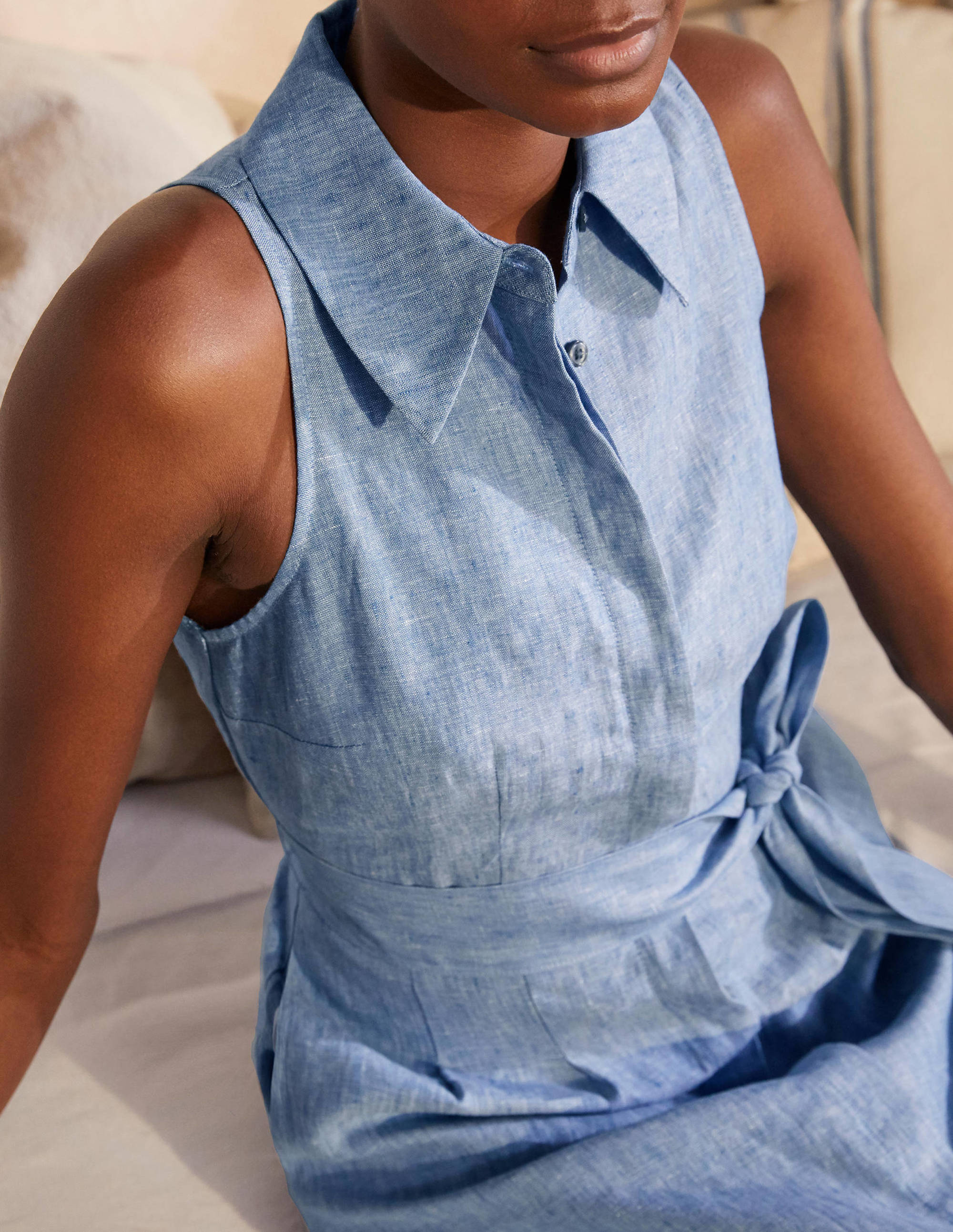 Kate Linen Shirt Dress-Chambray - Image 3