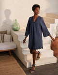 Erin Cotton Broderie Dress-Navy