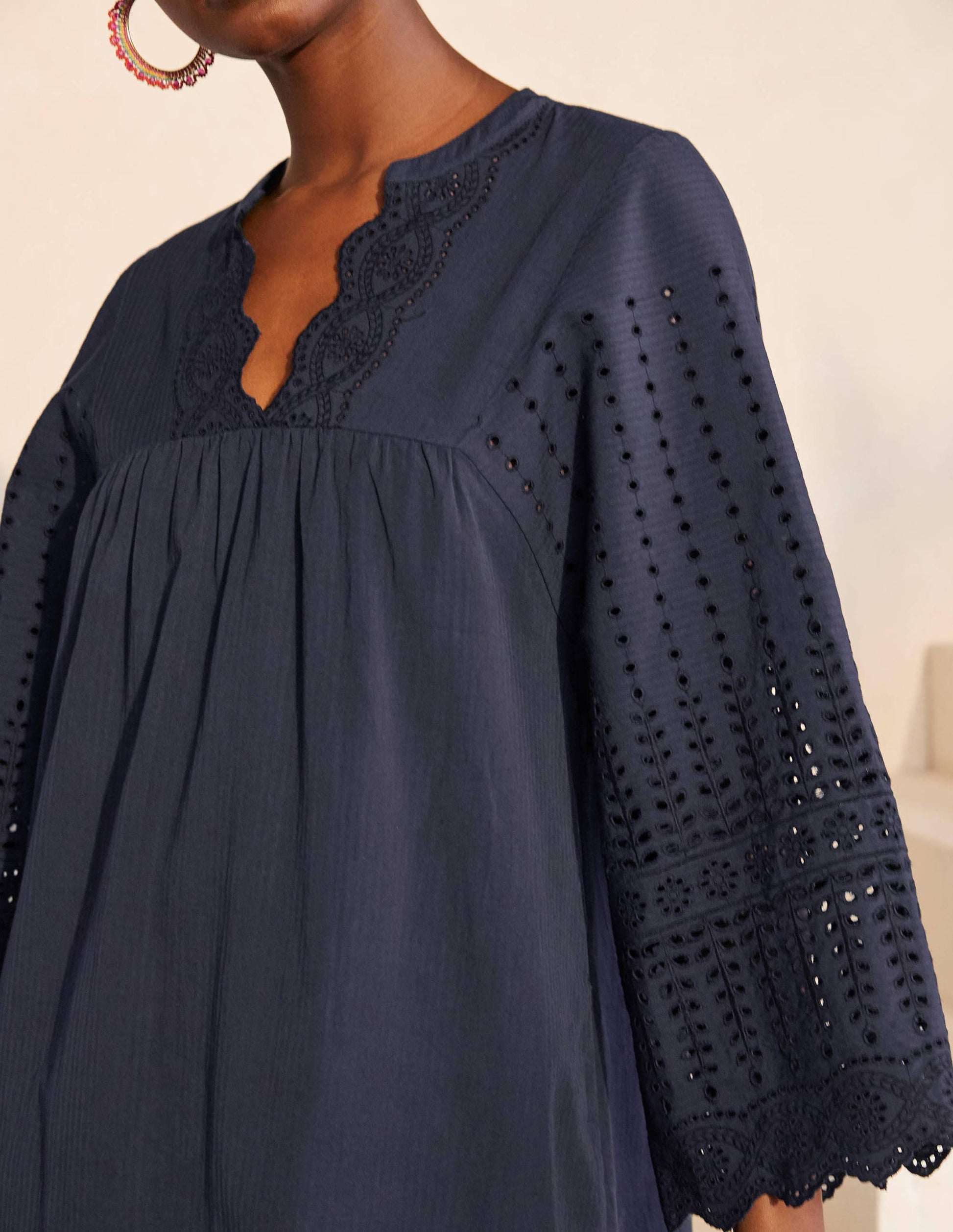 Erin Cotton Broderie Dress-Navy-3