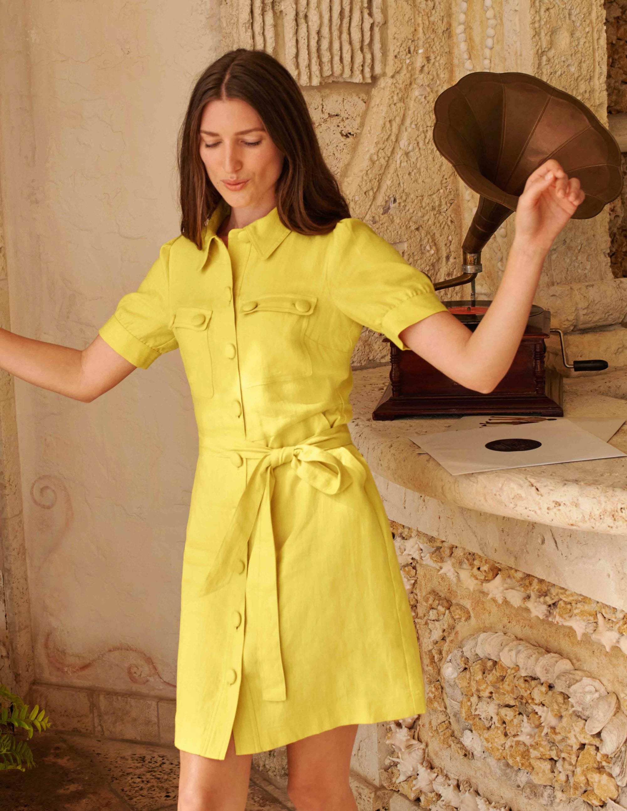Carrie Linen Shirt Dress-Daffodil - Image 4