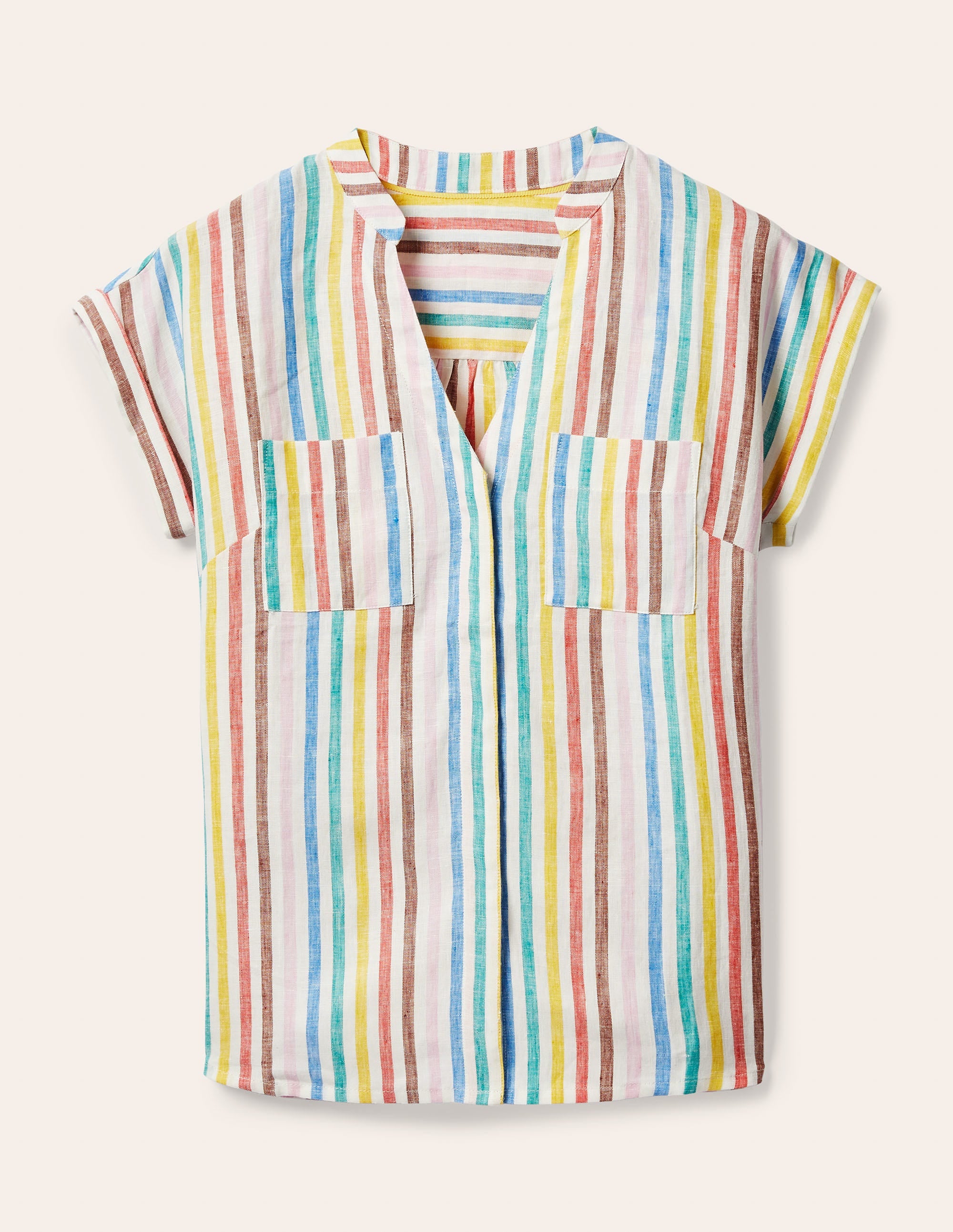 Evie Linen Shirt-Woven Summer Multistripe - Image 5