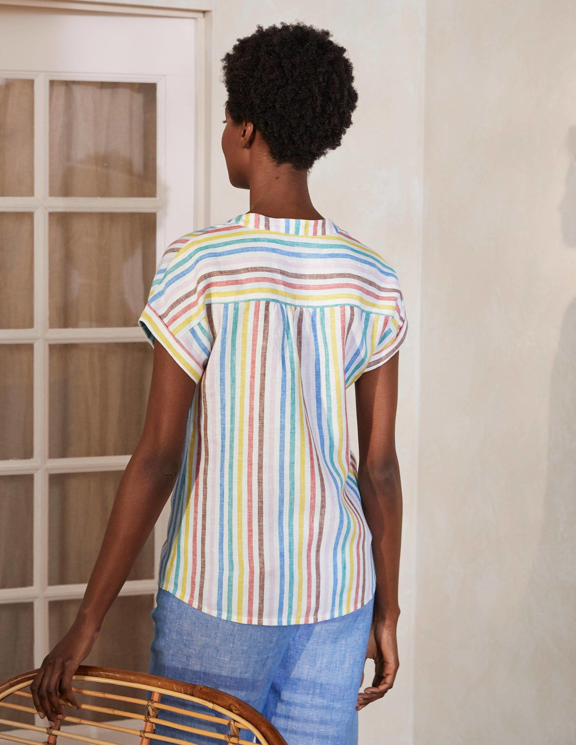 Evie Linen Shirt-Woven Summer Multistripe-3