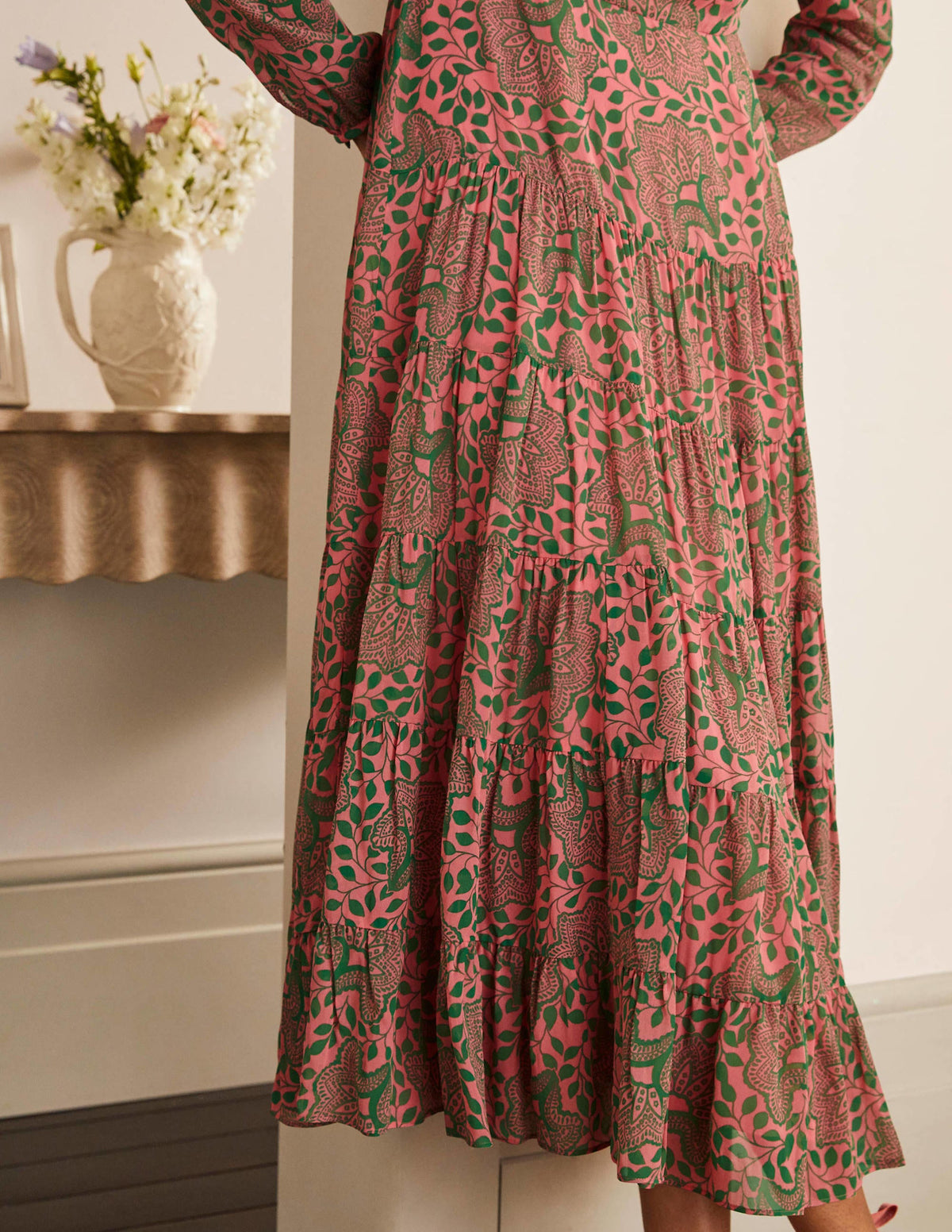 Annie Tiered Midi Dress-Azalea, Ornate Floral - Image 4