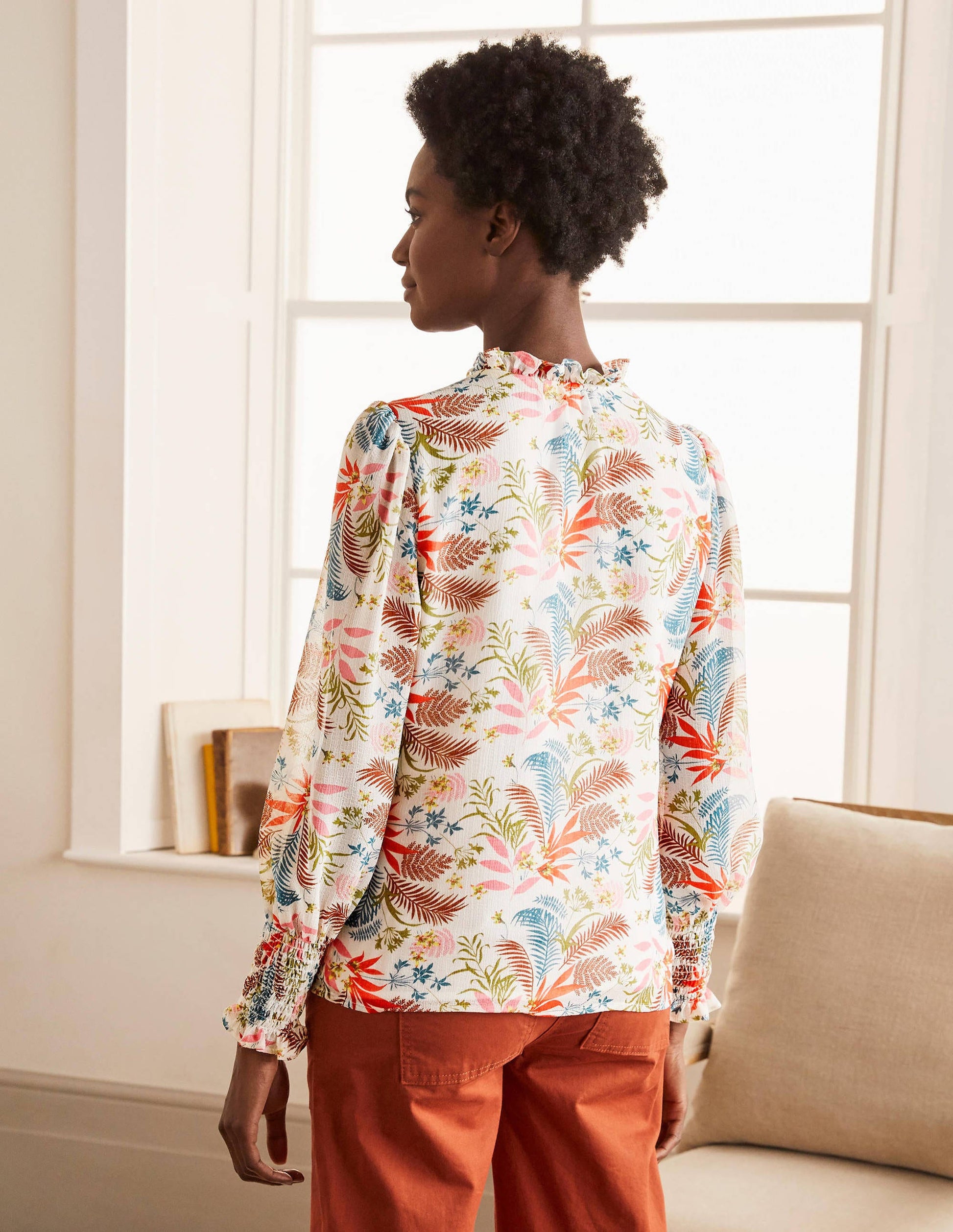 Anastasia Smocked Top-Ivory, Safari Fern-2