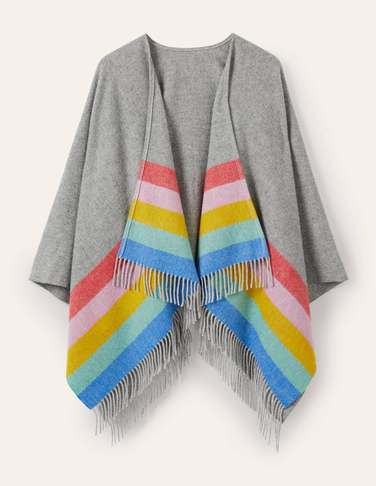 Wool Cape-Grey, Rainbow Stripe-1