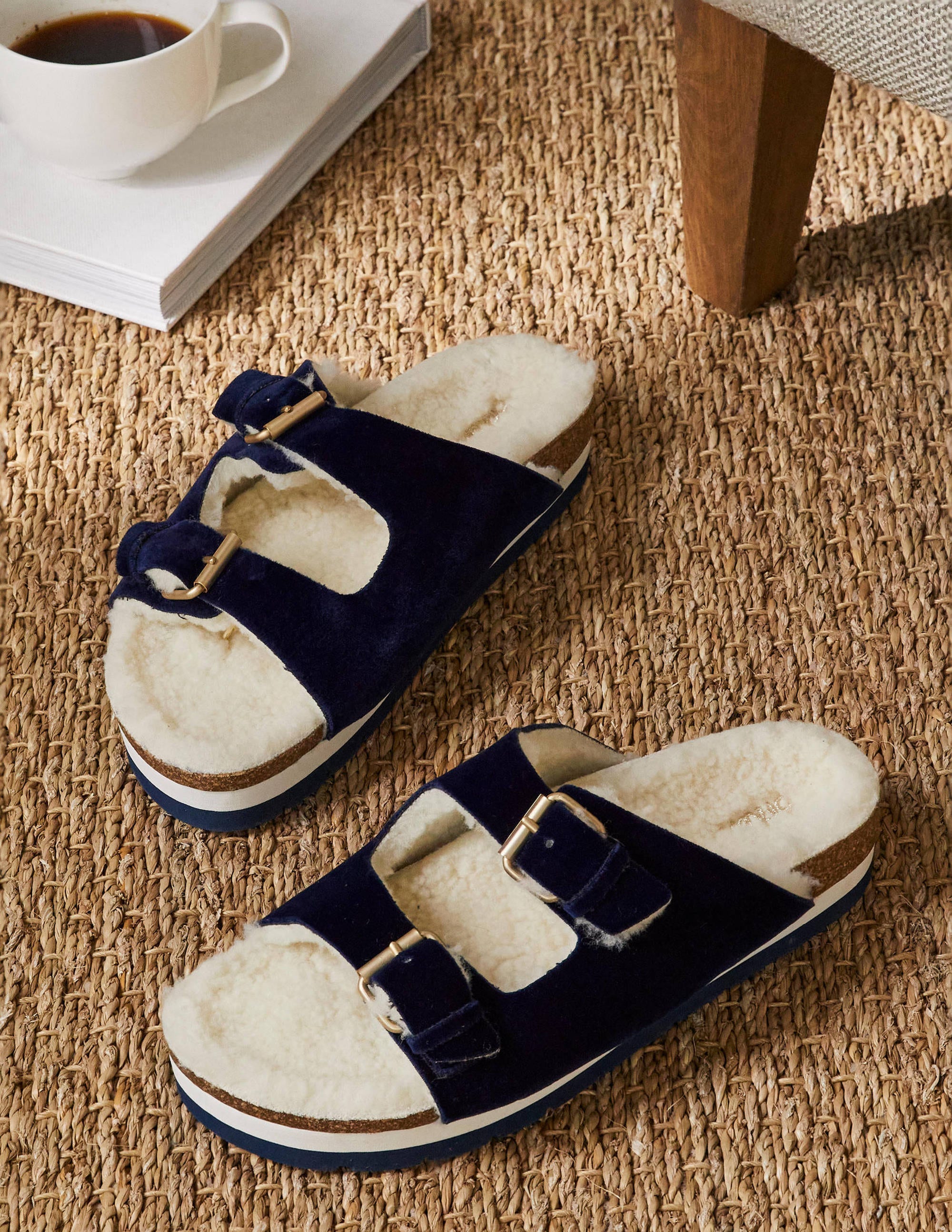 Cosy Slippers-Navy Velvet - Image 1
