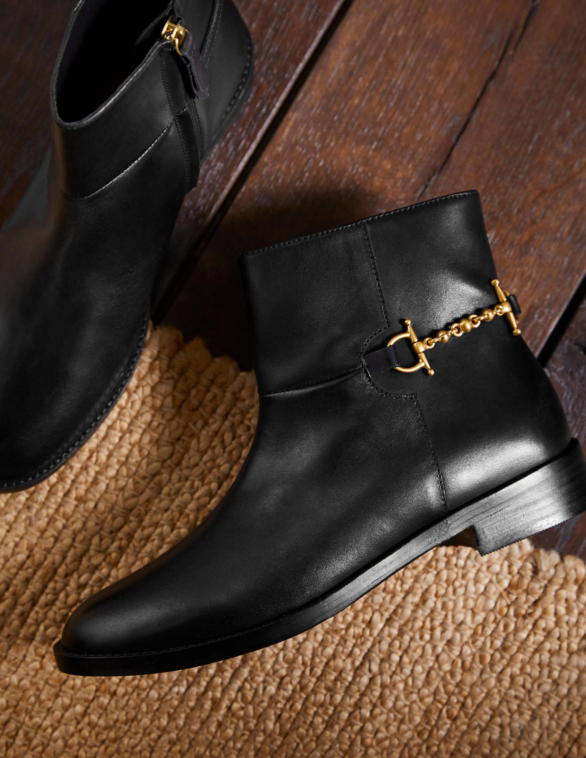 Snaffle Detail Ankle Boots-Black - Image 1