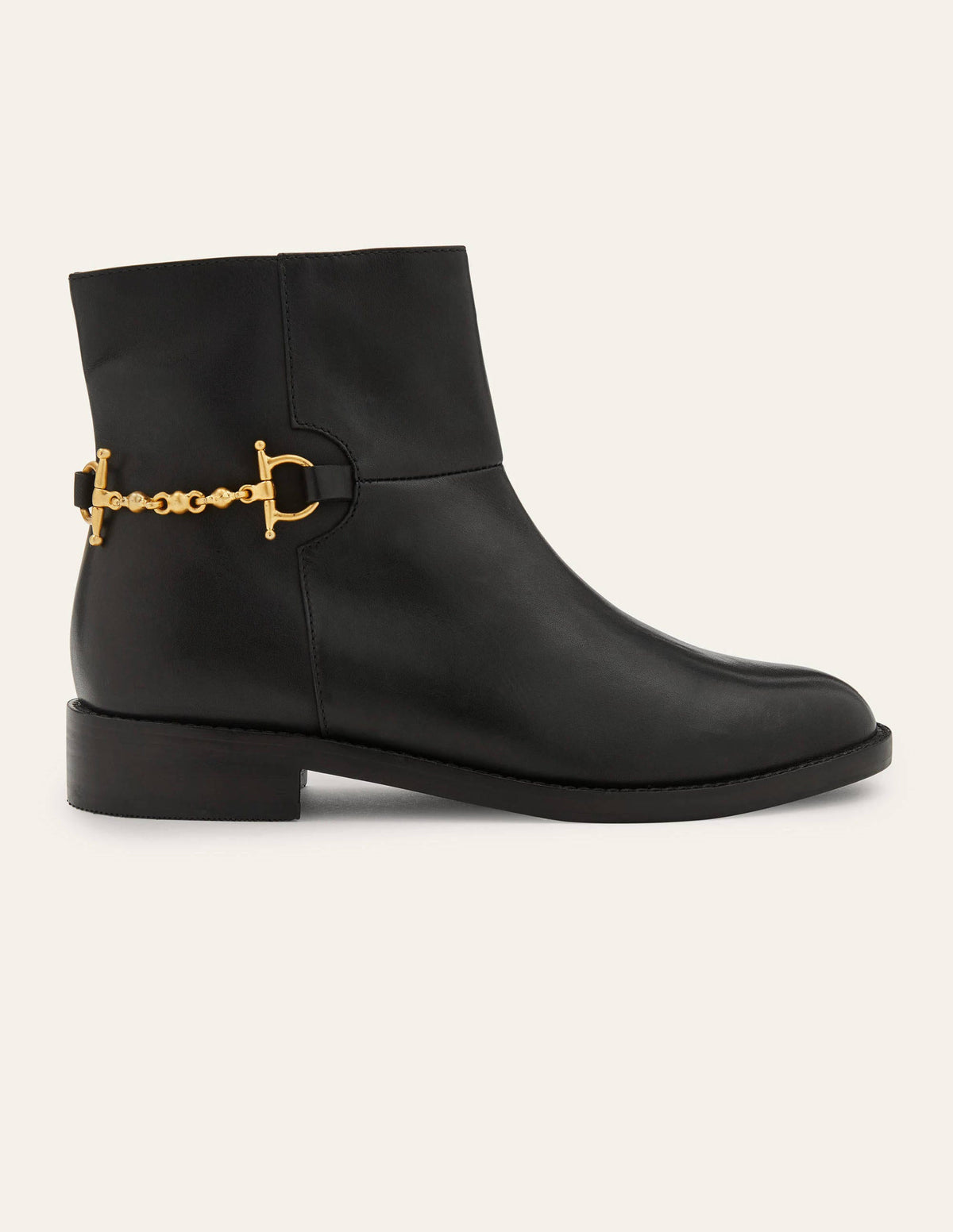 Snaffle Detail Ankle Boots-Black-2
