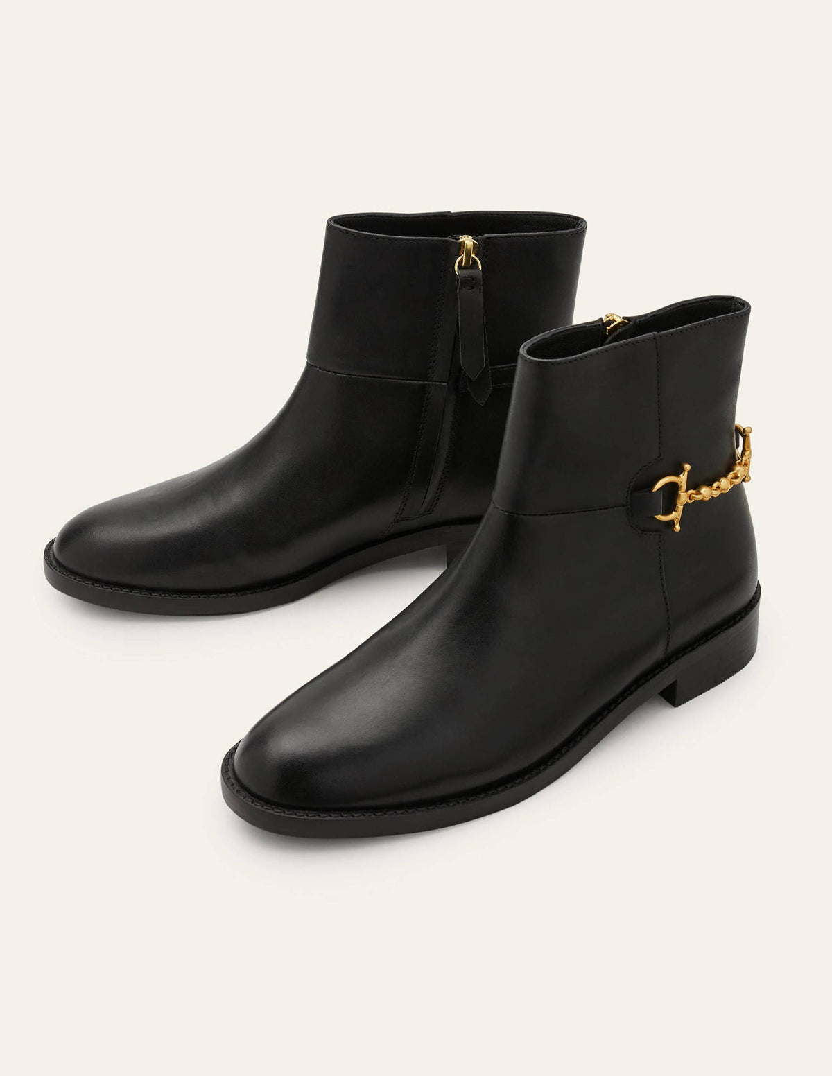 Snaffle Detail Ankle Boots-Black-3