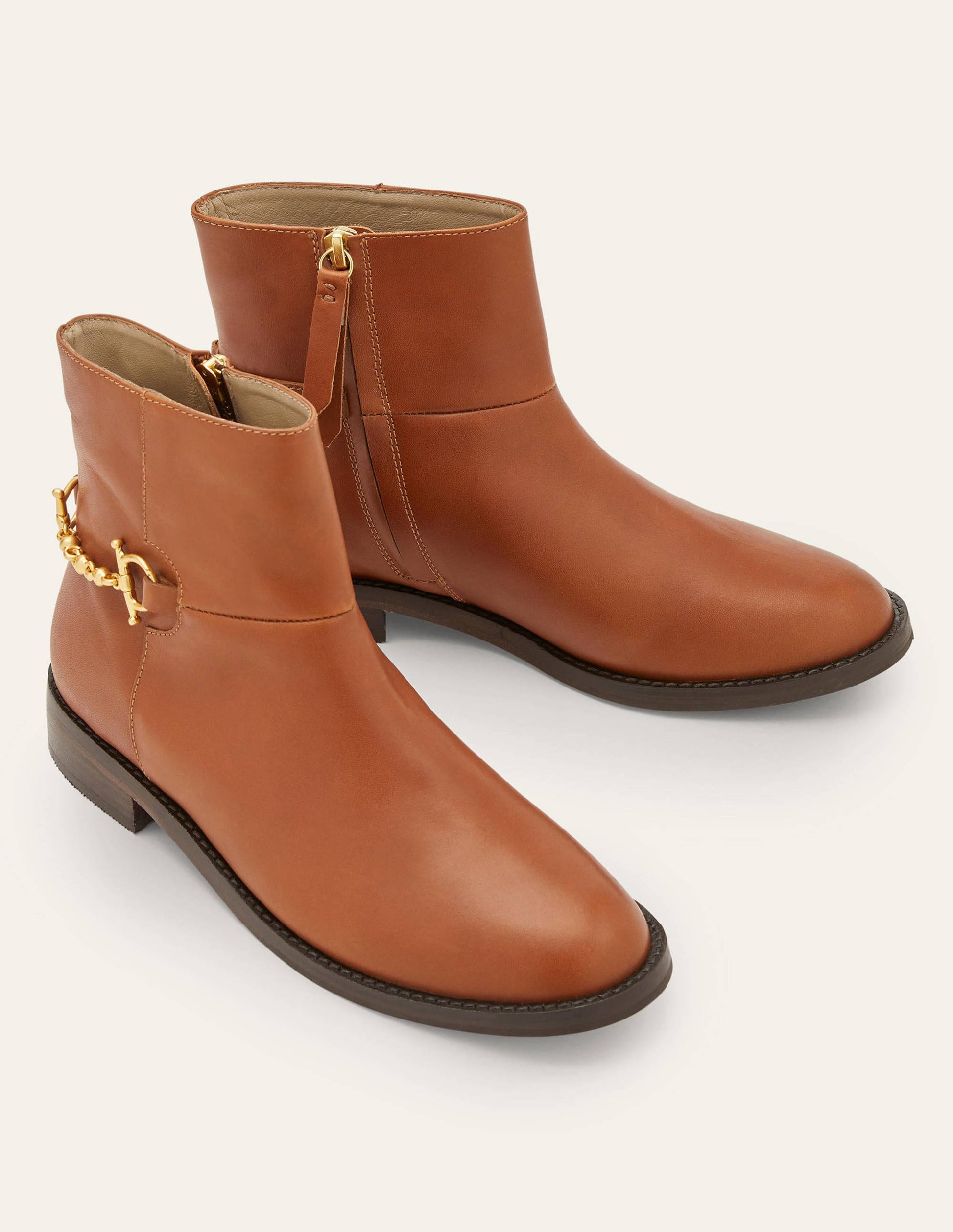 Snaffle Detail Ankle Boots-Dark Tan-3