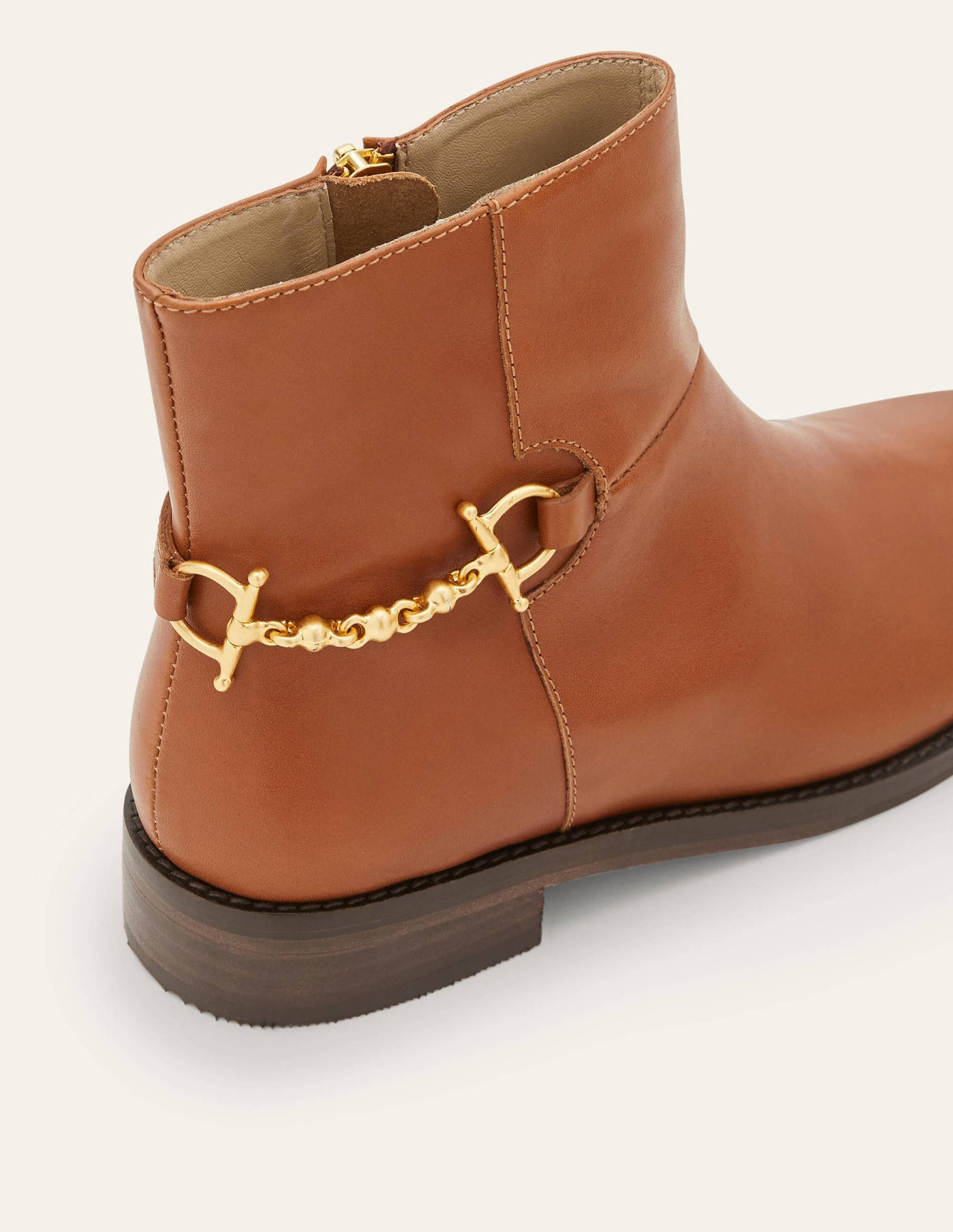 Snaffle Detail Ankle Boots-Dark Tan-4