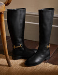 Snaffle Detail Riding Boots-Black