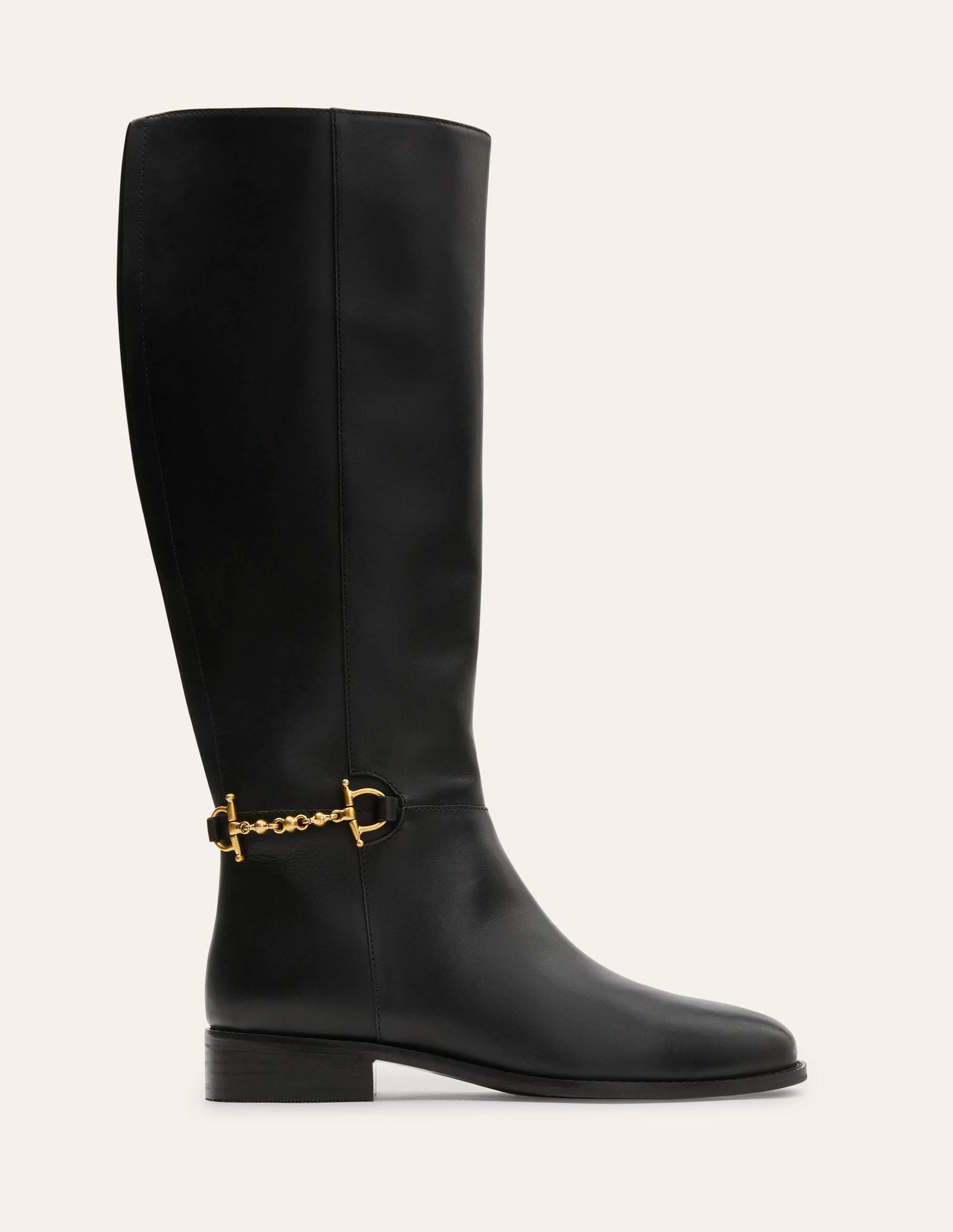 Snaffle Detail Riding Boots-Black-2