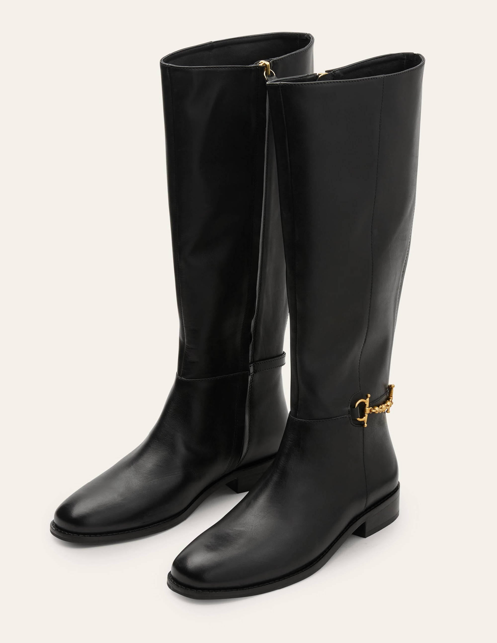 Snaffle Detail Riding Boots-Black - Image 3