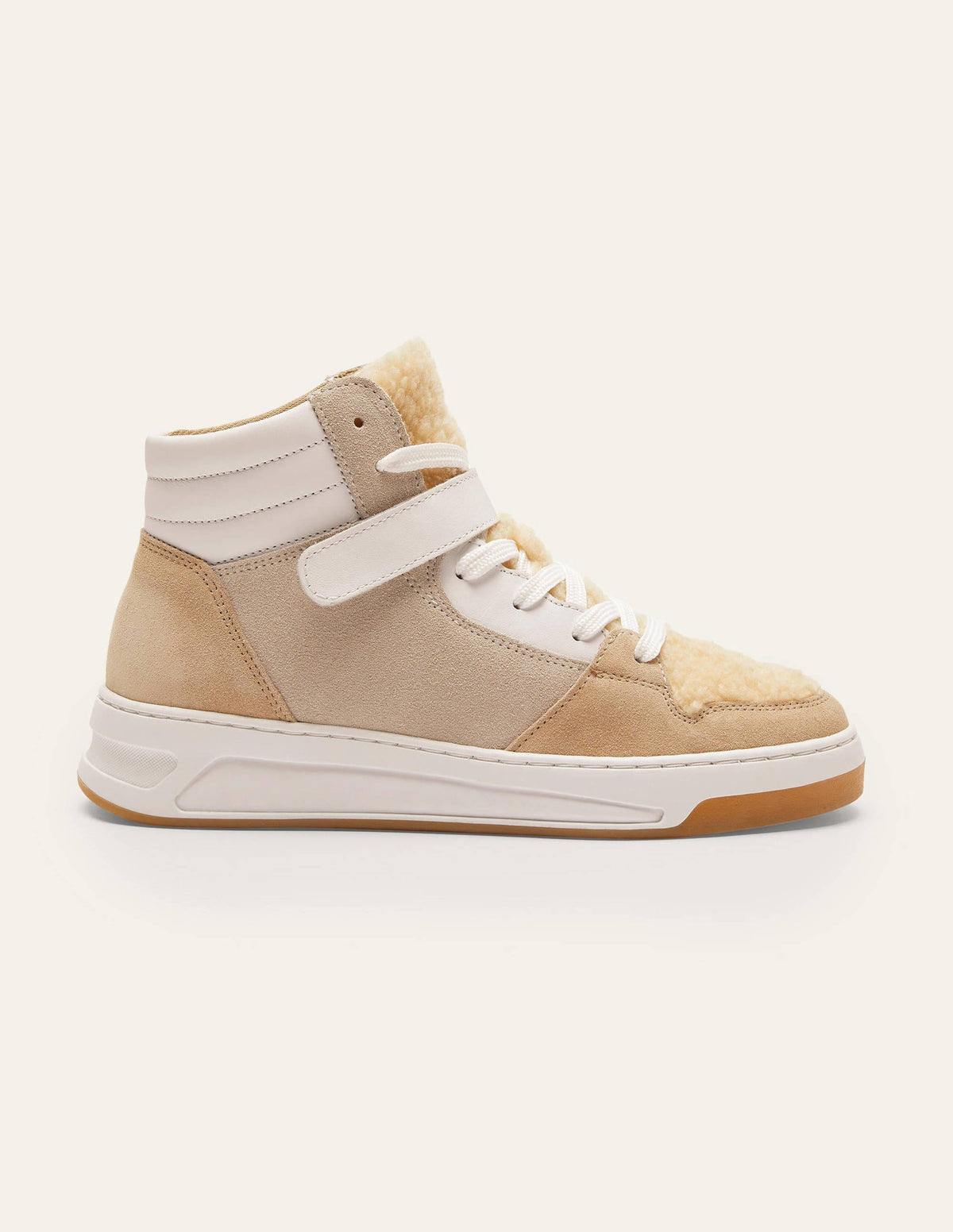 Heather High Top Trainers-Natural Borg - Image 2