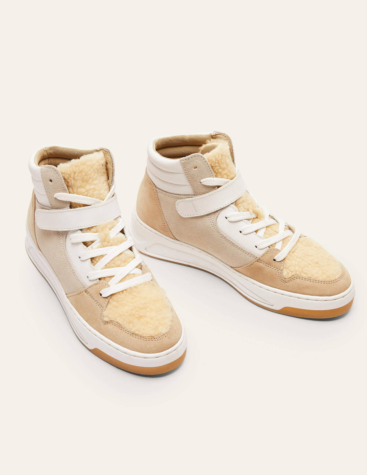 Heather High Top Trainers-Natural Borg - Image 3