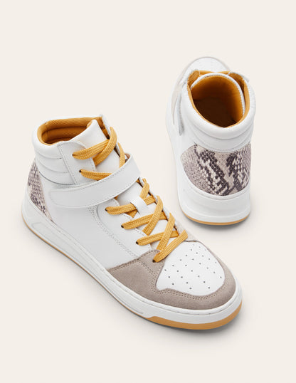Heather High Top Trainers-White/Snake-3