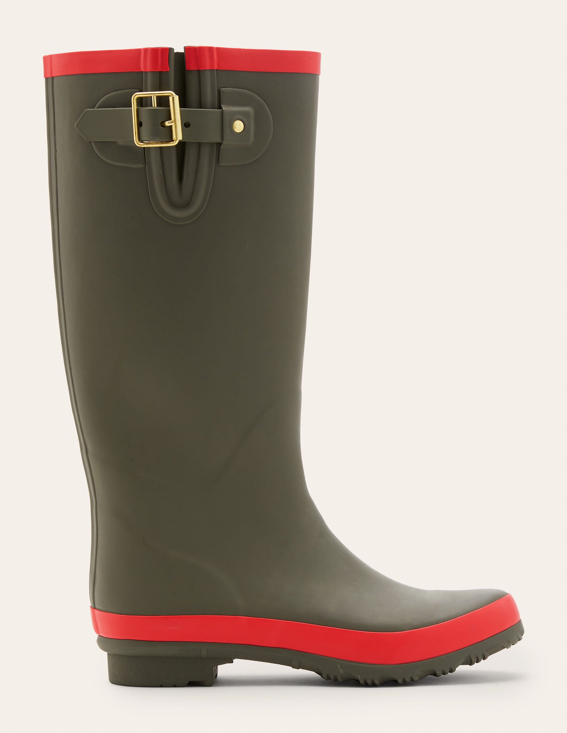 Wellington Boots-Classic Khaki/Cherry Red-1