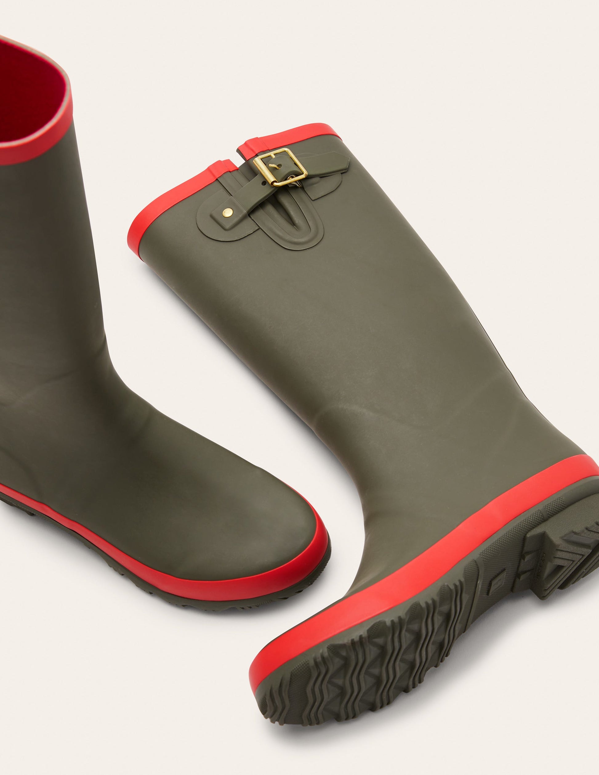 Wellington Boots-Classic Khaki/Cherry Red-2